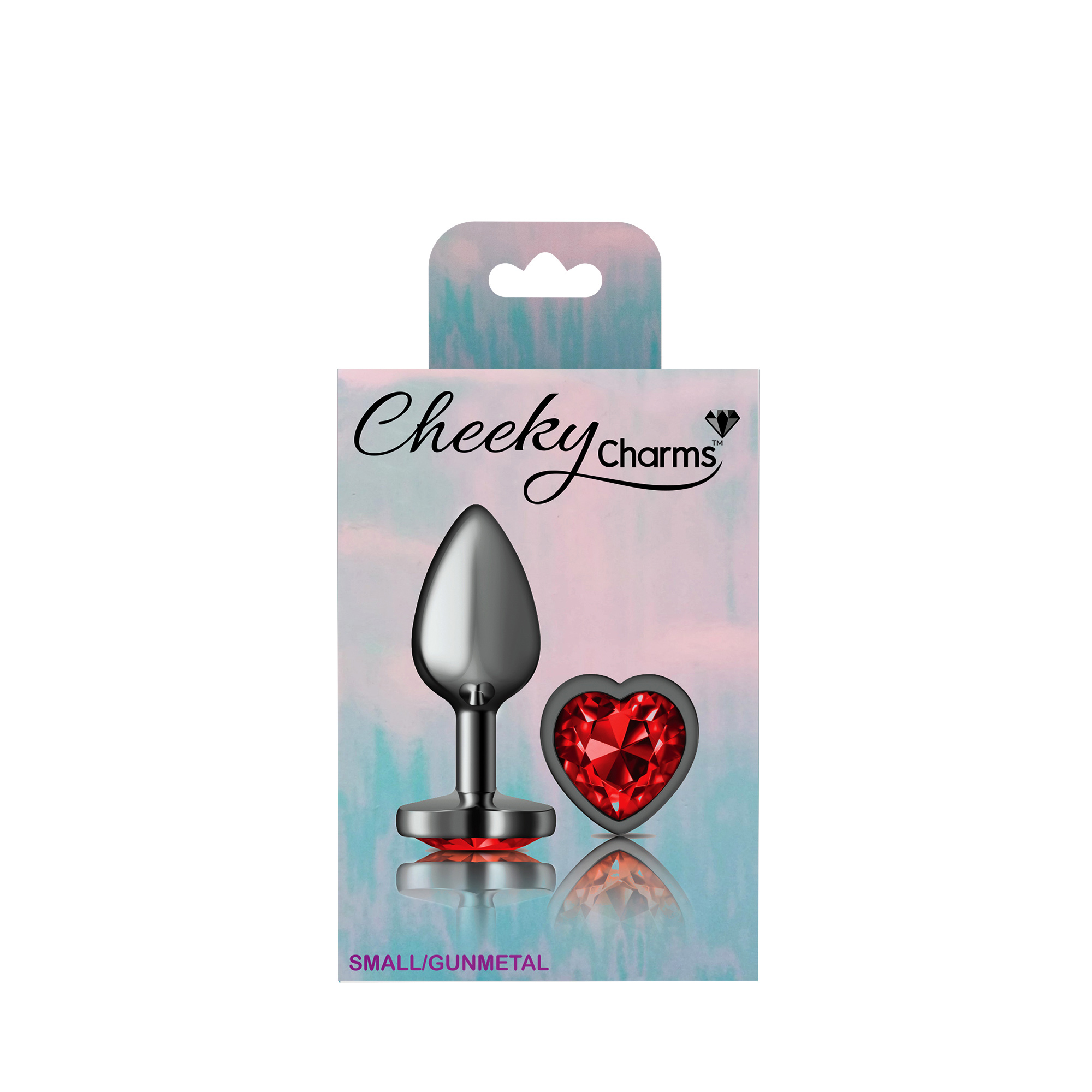 Deep Red Heart Gem Gunmetal Metal Plug - Sm - Image 6