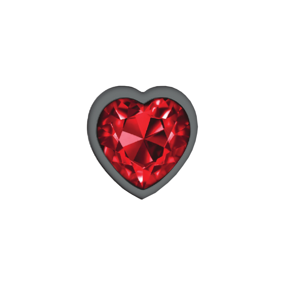 Deep Red Heart Gem Gunmetal Metal Plug - Sm - Image 3