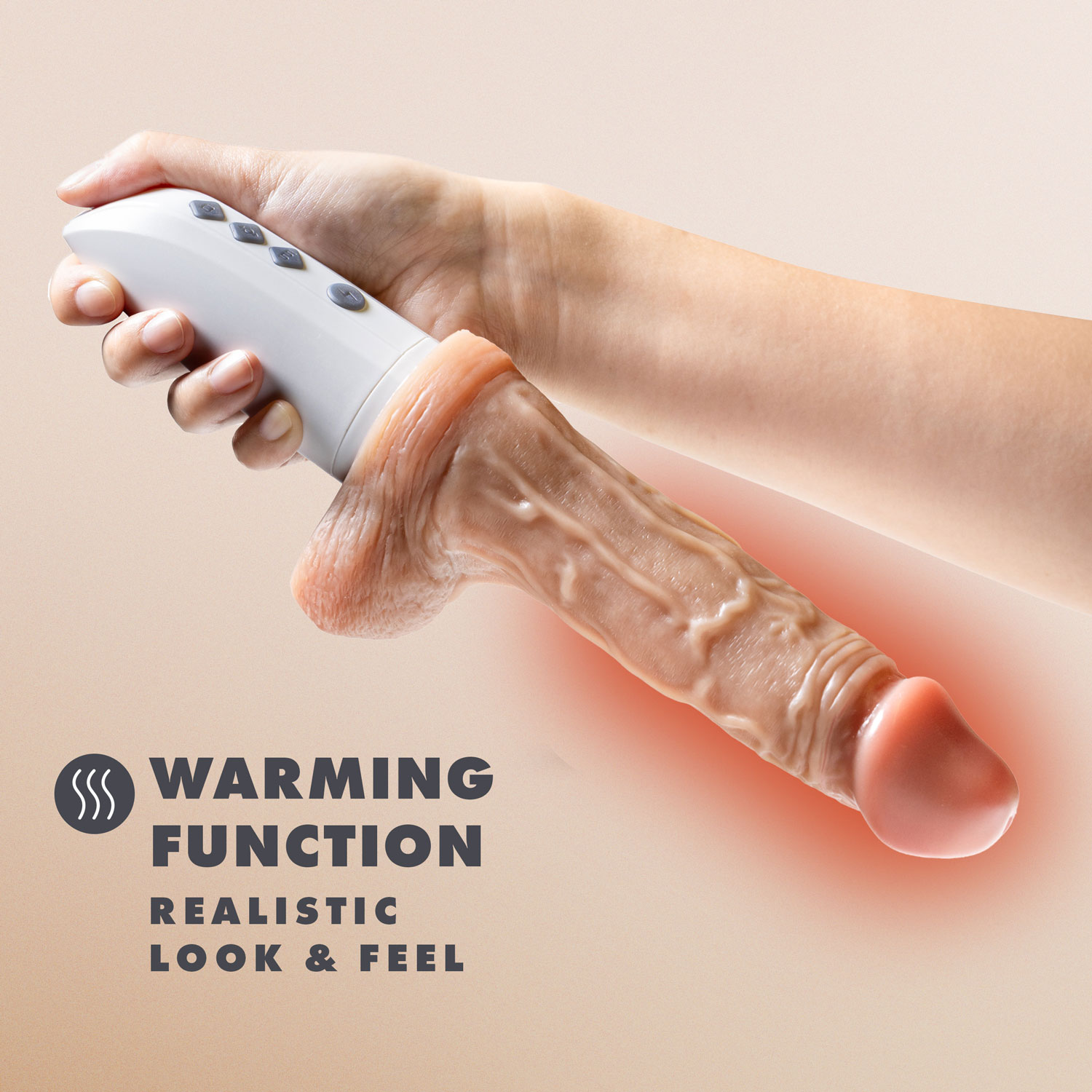 Dr. Skin Silicone - Dr. Hammer - 7 Inch Thrusting Dildo With Handle - Beige - Image 8