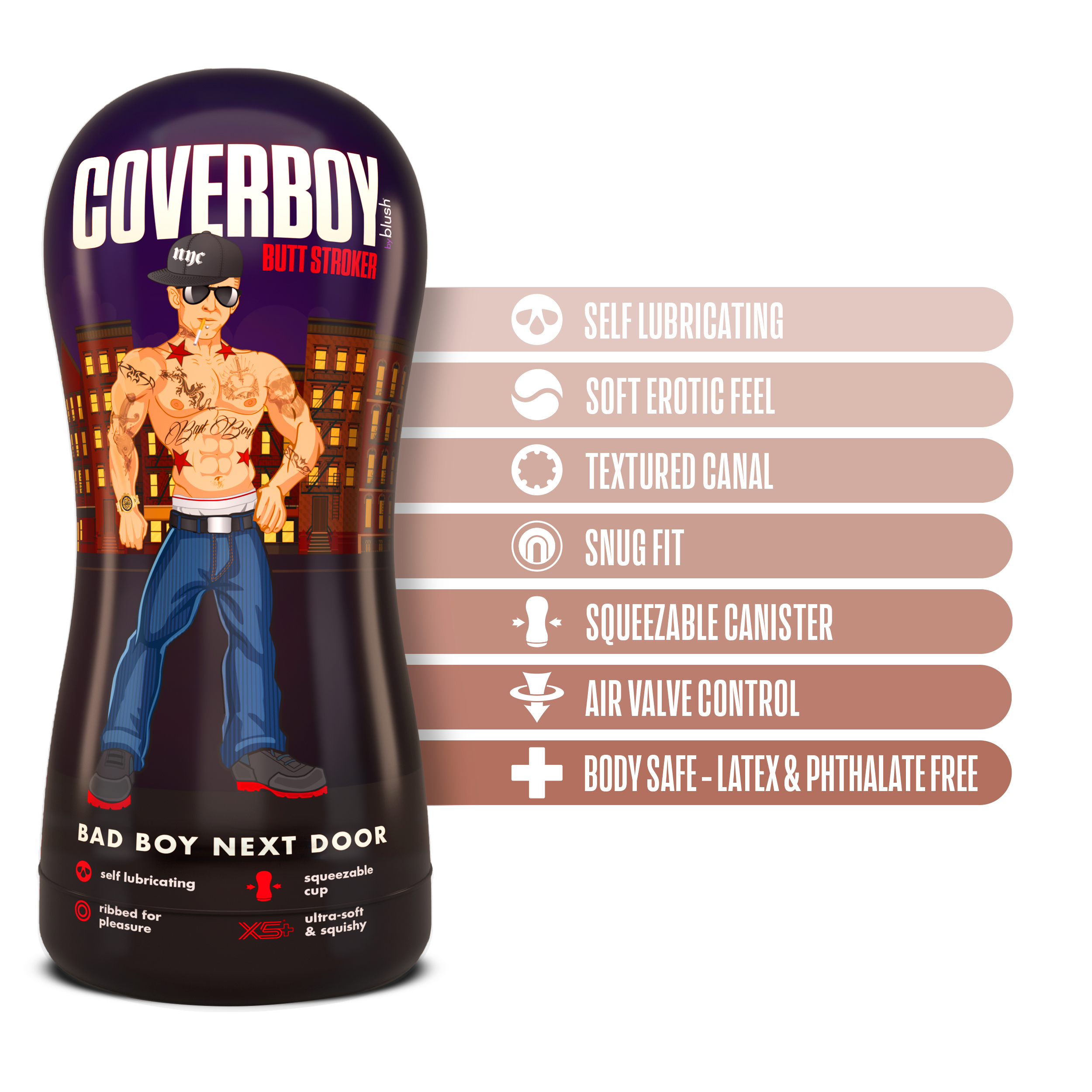 Coverboy - Bad Boy Next Door - Self Lubricating Stroker - Beige - Image 6