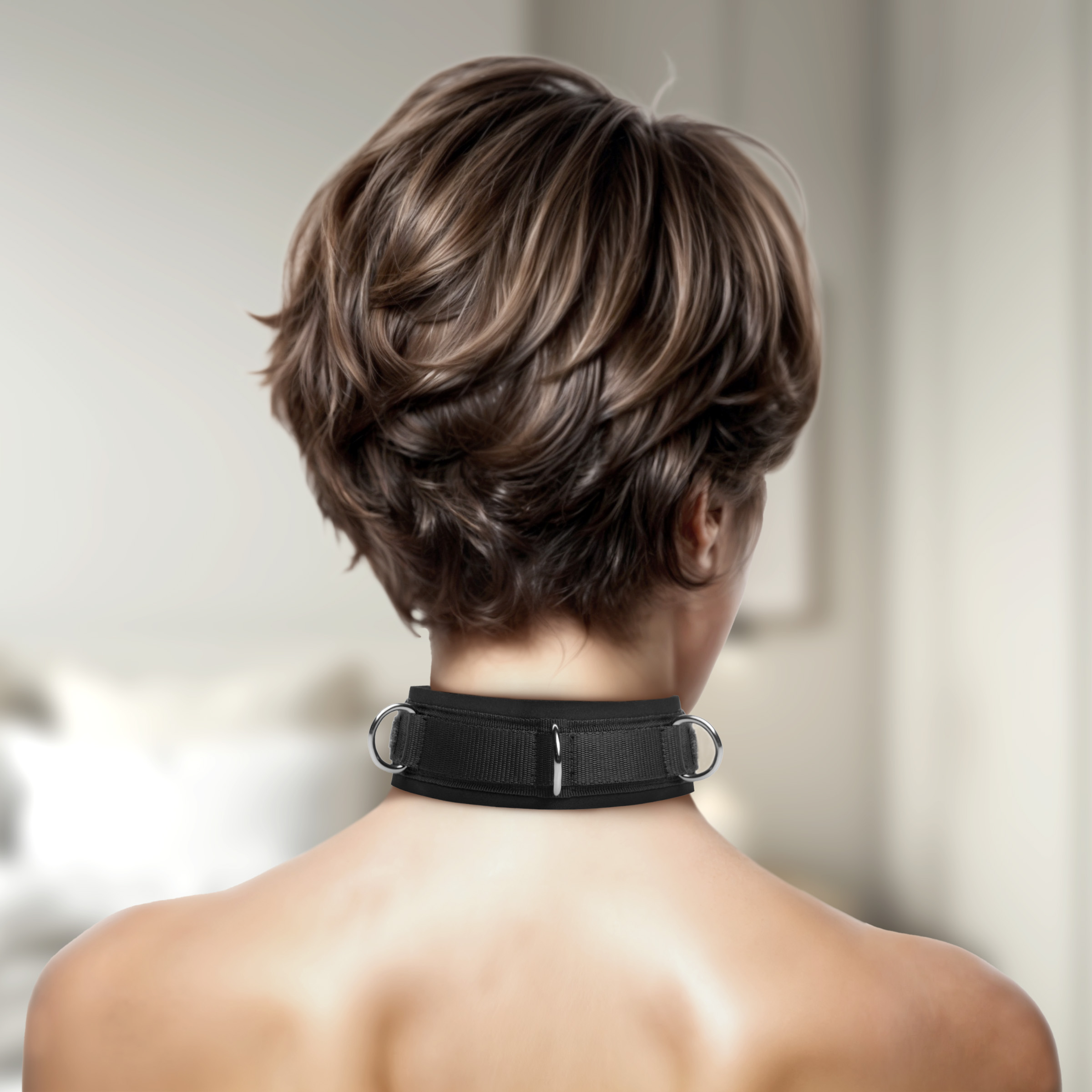 Neoprene Bondage Collar with D-Rings - Image 2