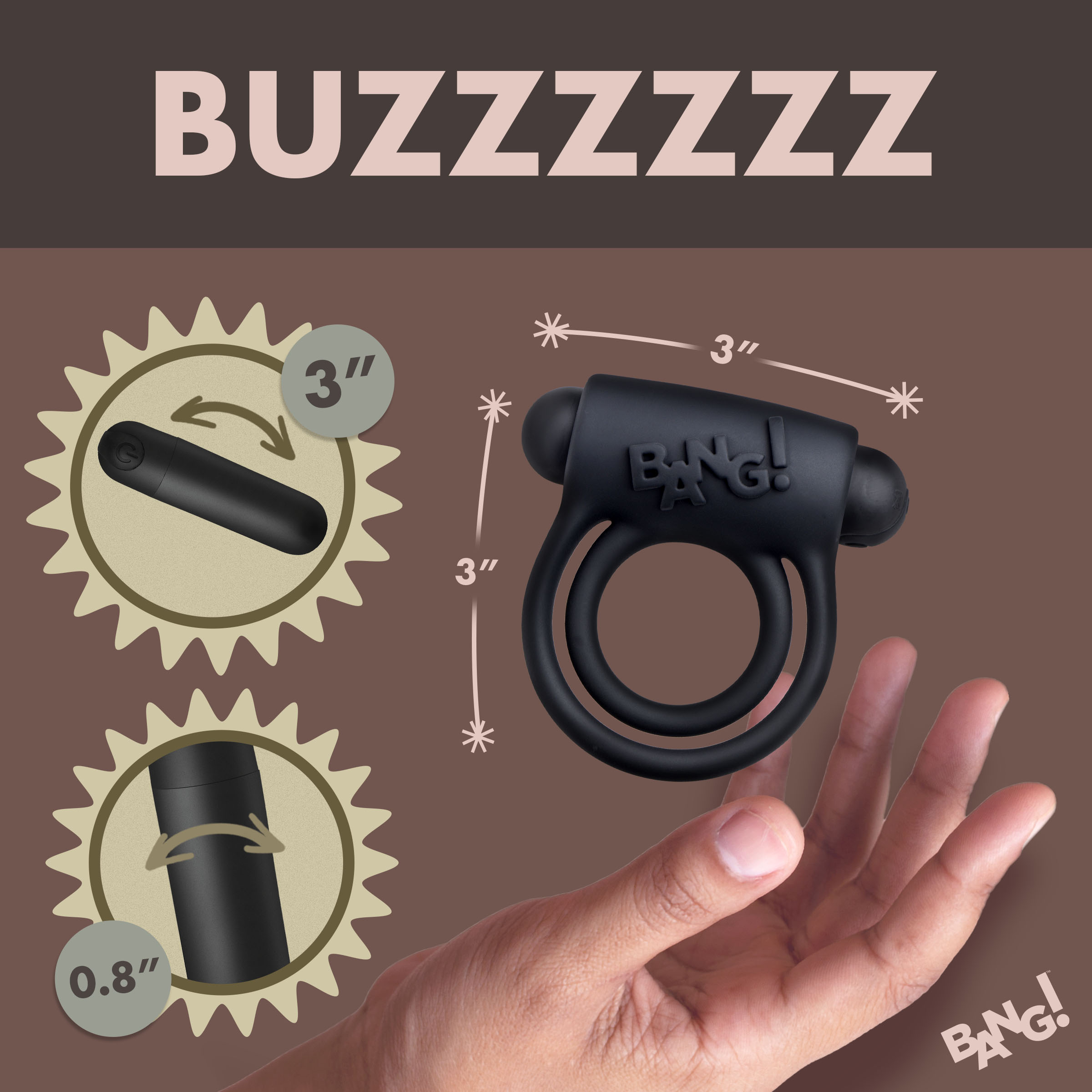 Remote Control 28X Vibrating Cock Ring and Bullet - Black - Image 4