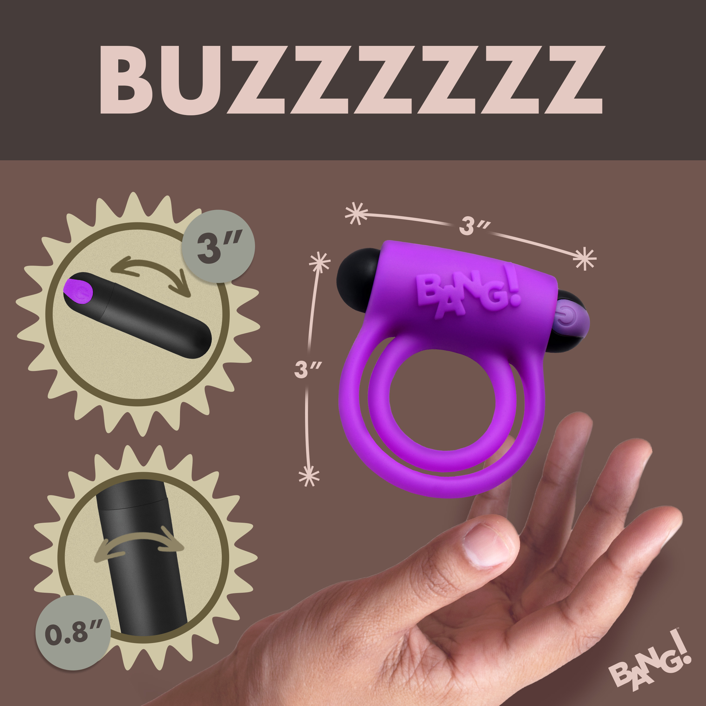 Remote Control 28X Vibrating Cock Ring and Bullet - Purple - Image 4
