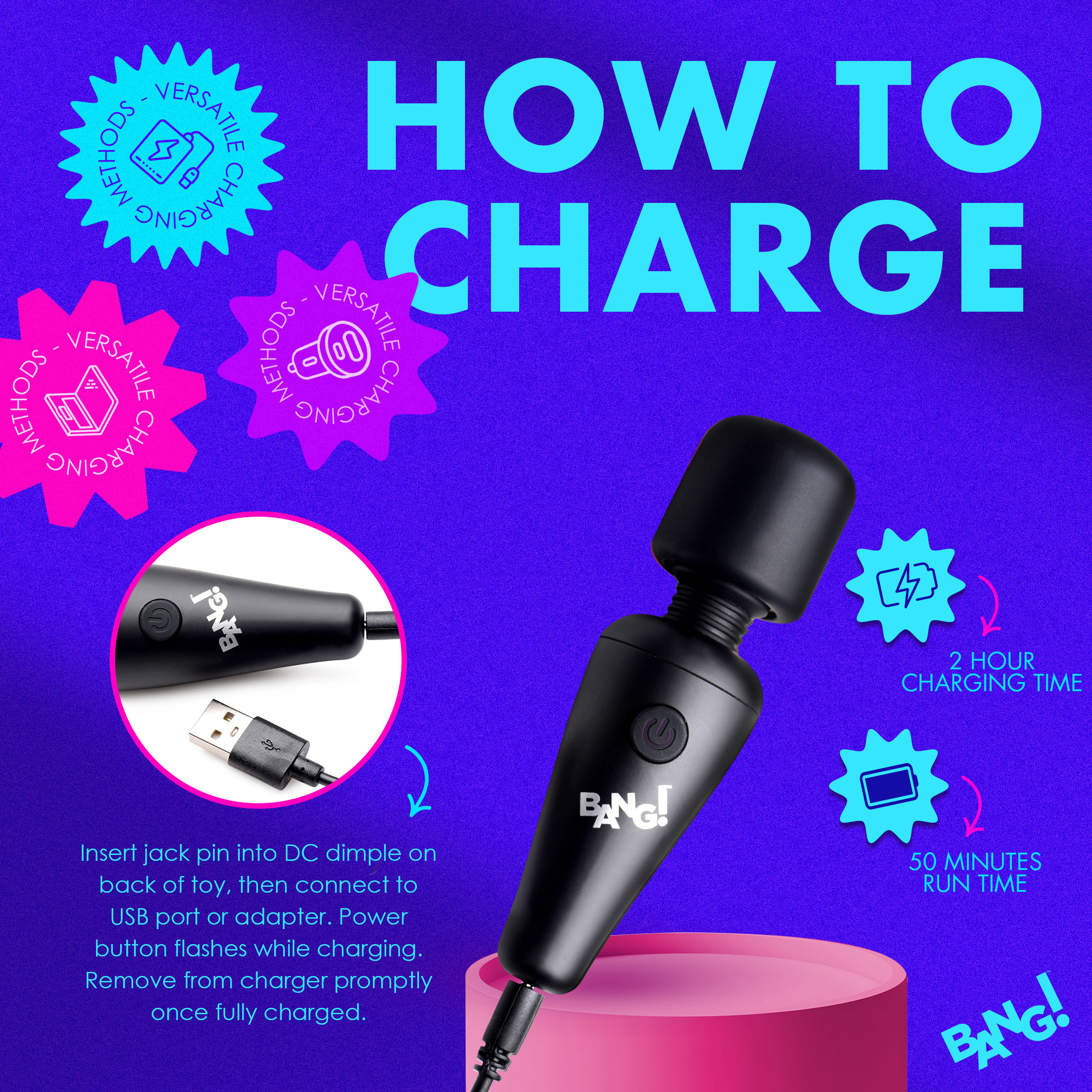 10X Ultra Powerful Silicone Mini Wand - Black - Image 7