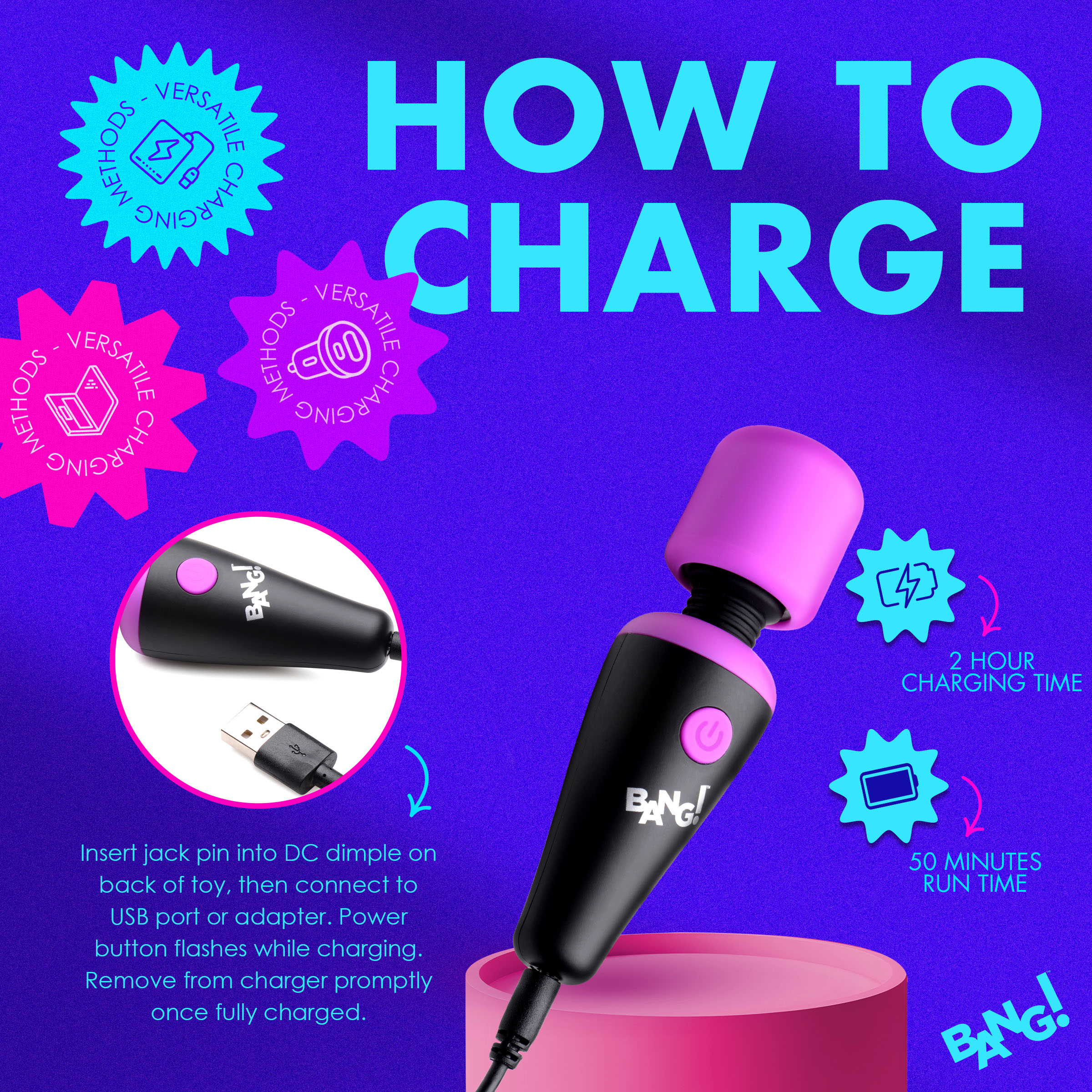 10X Ultra Powerful Silicone Mini Wand - Purple - Image 7