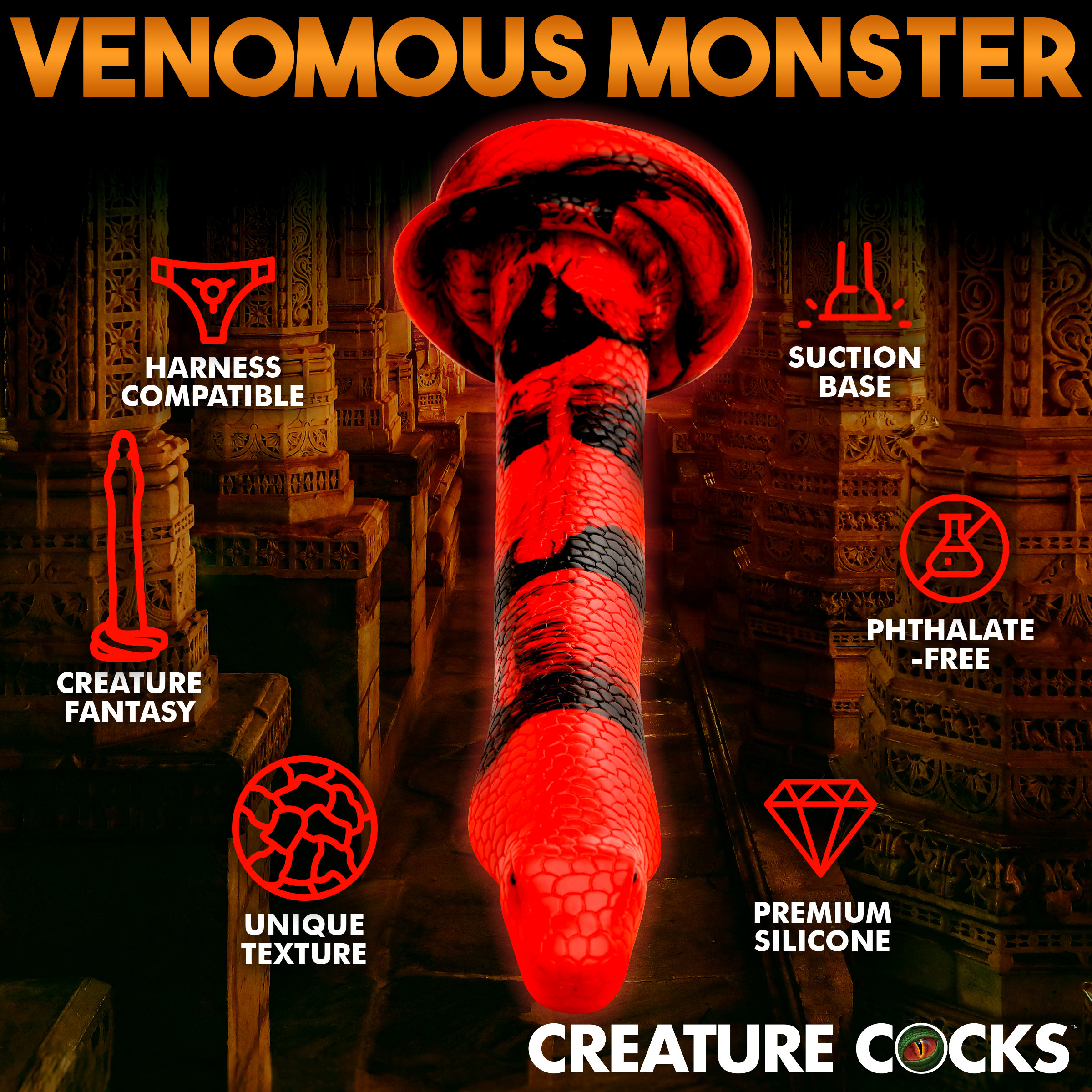 King Cobra Silicone Dildo - 14 Inch - Creature Cocks - Image 4