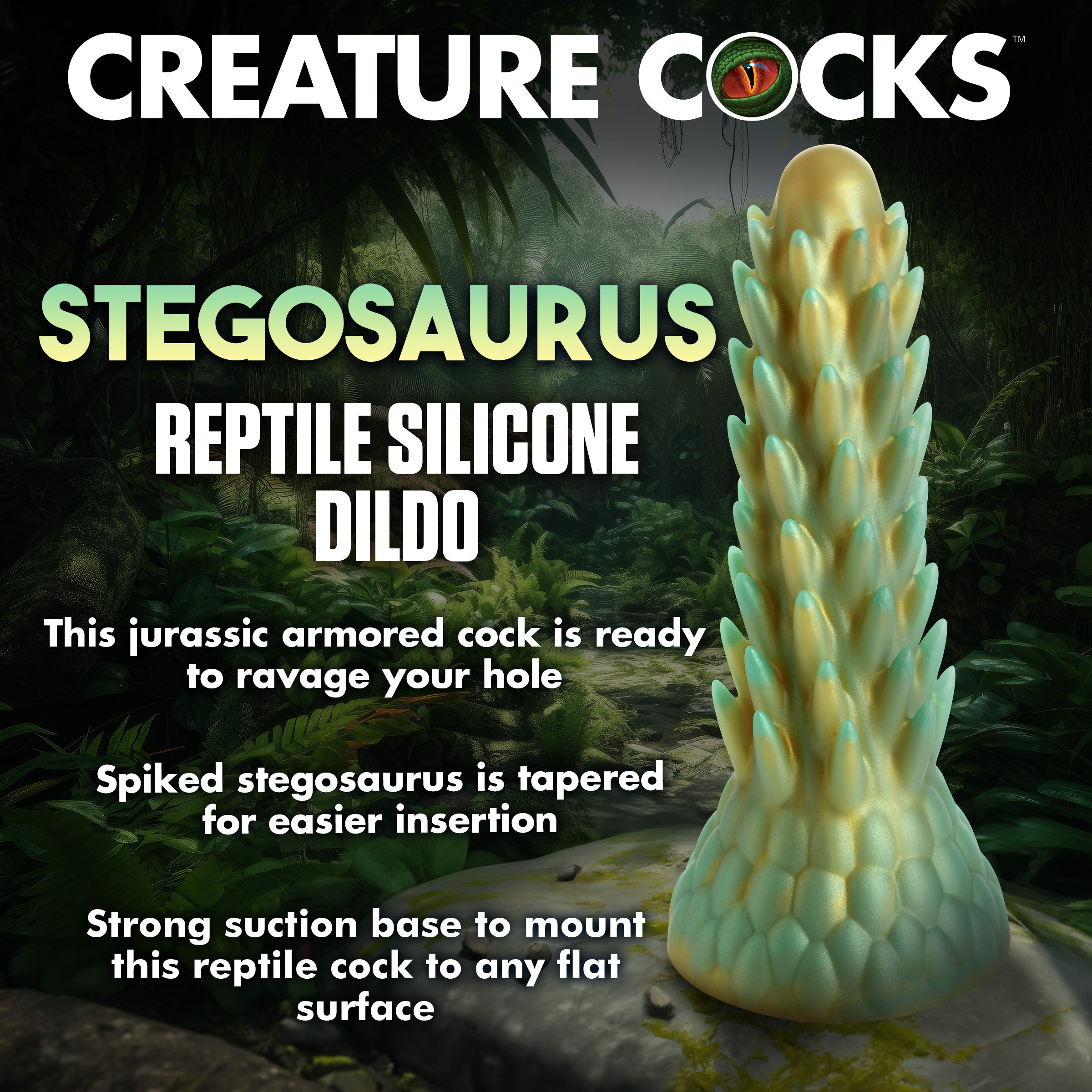 Stegosaurus Spiky Reptile Silicone Dildo - Creature Cocks - Image 2