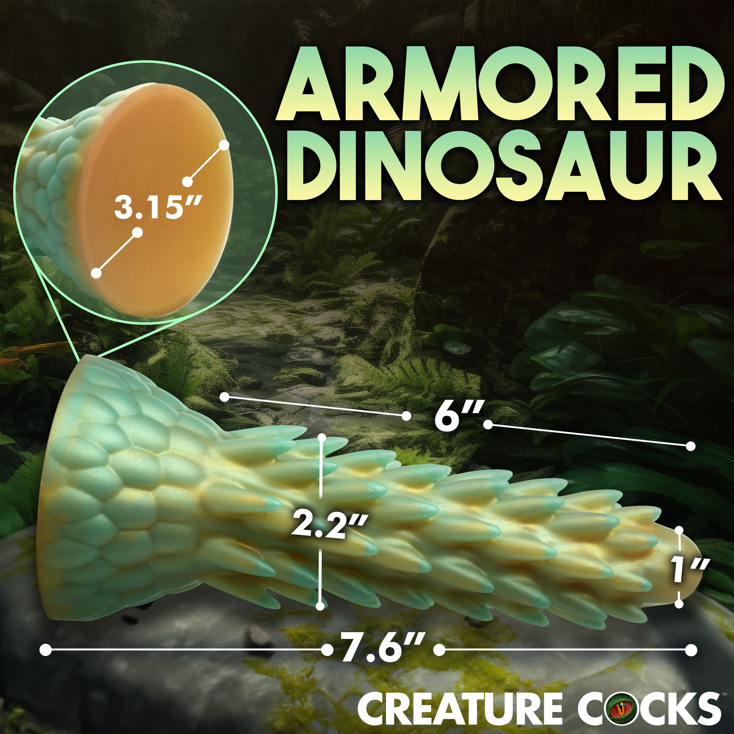 Stegosaurus Spiky Reptile Silicone Dildo - Creature Cocks - Image 4