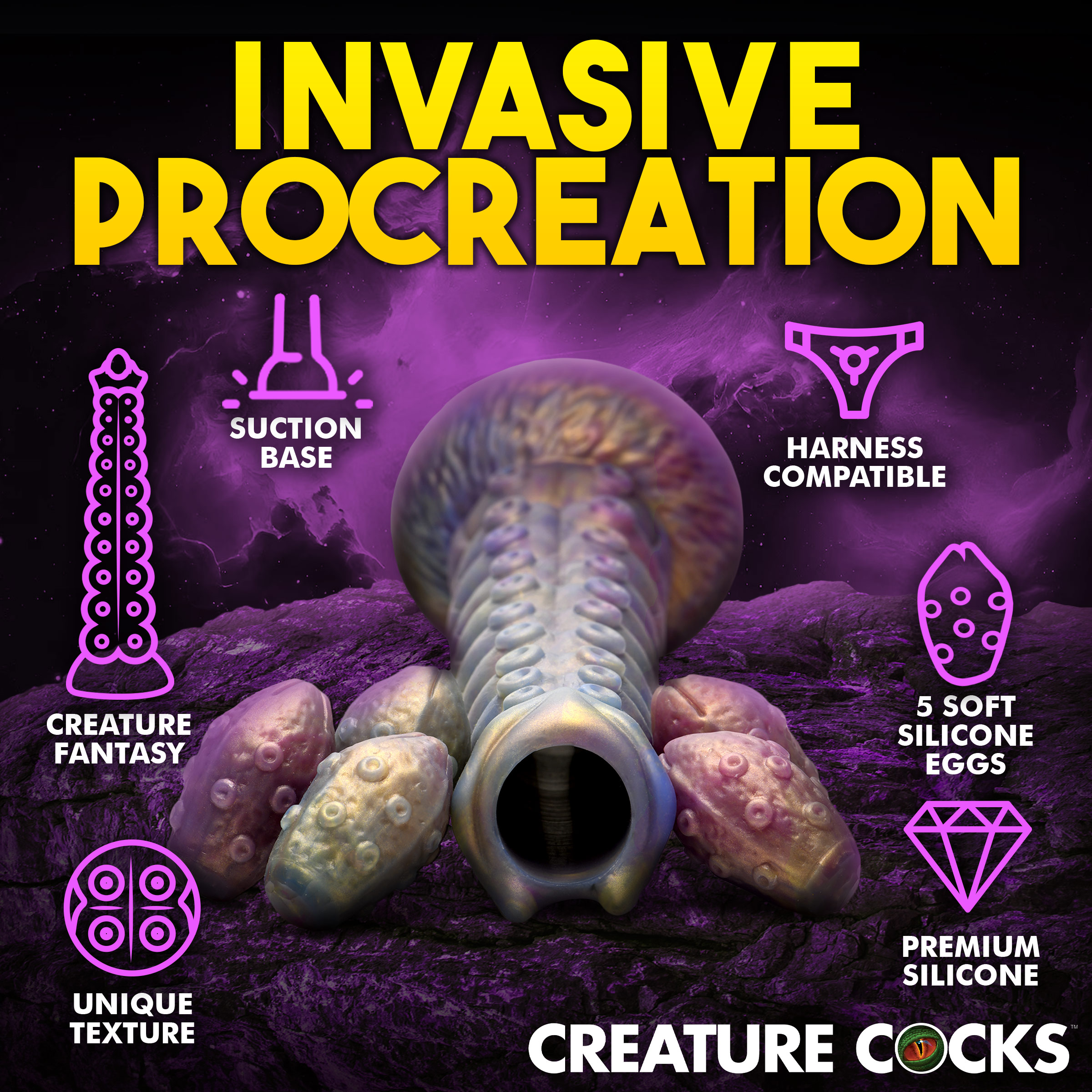 Deep Invader Tentacle Ovipositor Silicone Dildo with Eggs - Image 5