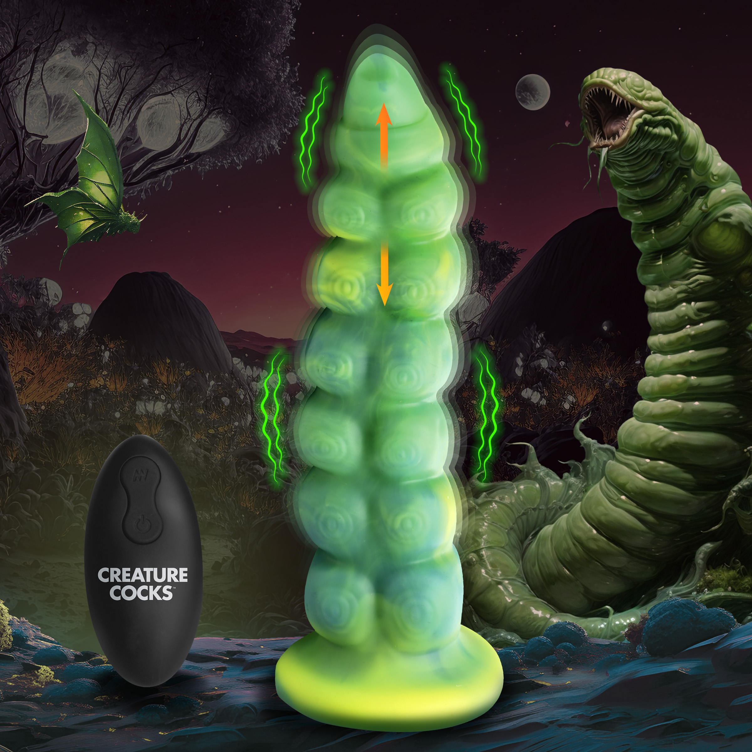 Squirmer Thrusting and Vibrating Silicone Dildo - Creature Cocks