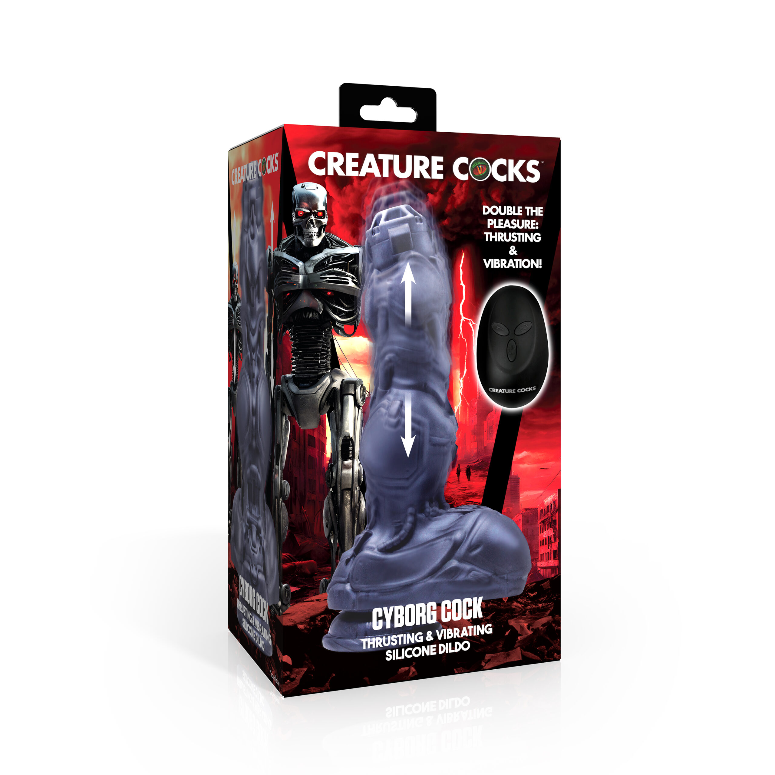 Cyborg Cock Thrusting and Vibrating Silicone Dildo - Creature Cocks - Image 8