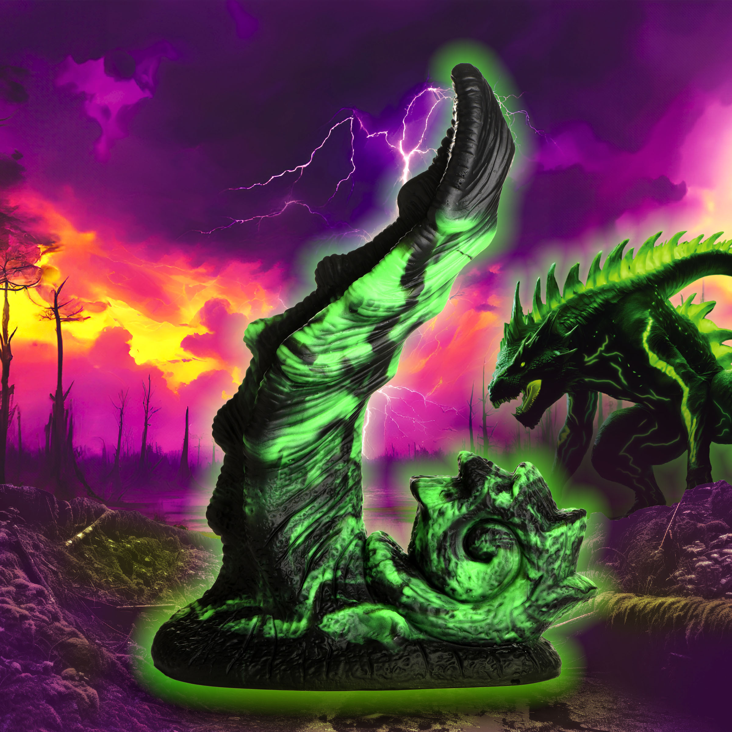Glowzilla Glow-In-The-Dark Silicone Dildo - Creature Cocks