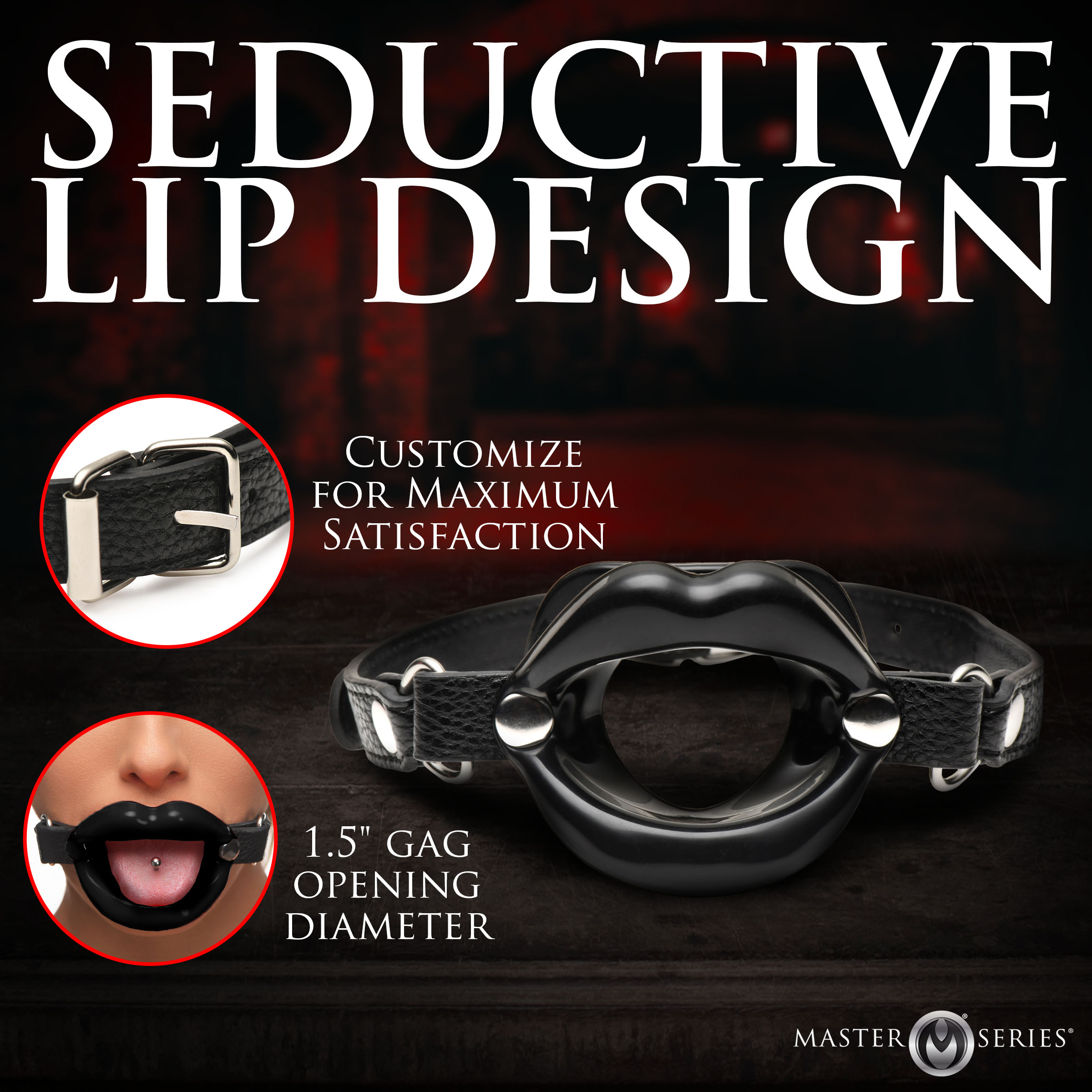 Juicy Lips Silicone Open Mouth Gag - Black - Image 3