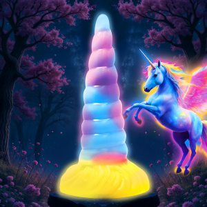 Unicorn Glow-in-the-Dark Vibrating Silicone Dildo - Creature Cocks