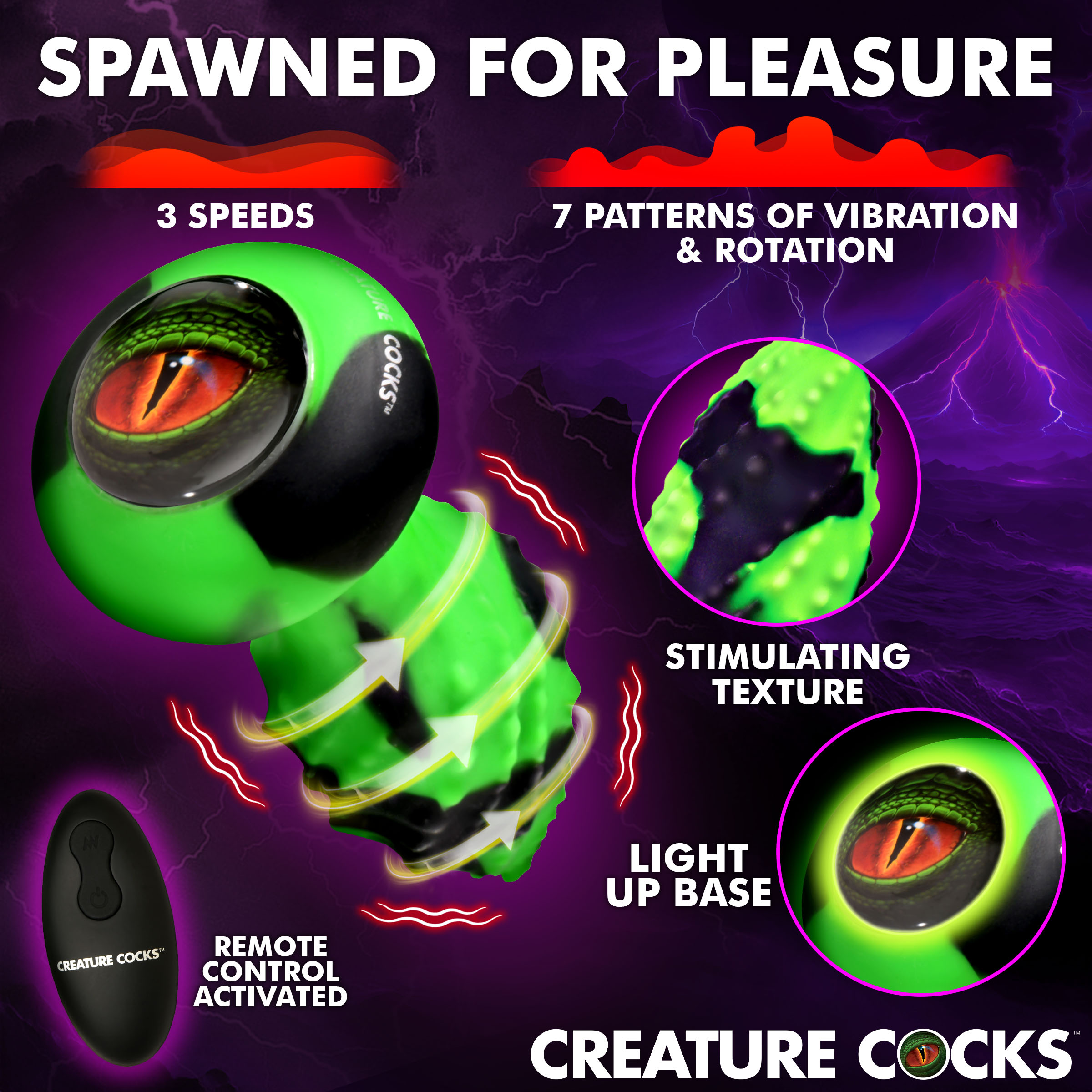 Eye of the Spawn Vibrating & Squirming Silicone Butt Plug - Creature Cocks - Image 2