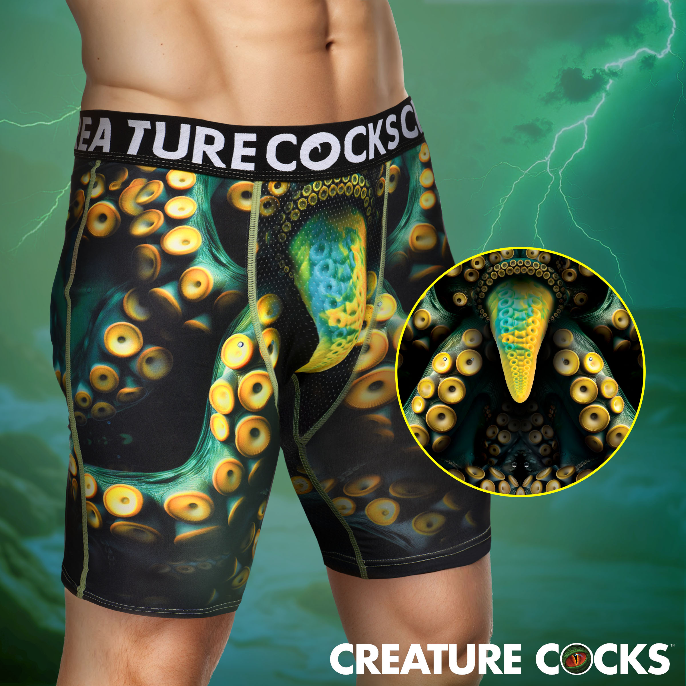 Creature Wear Monstropus Tentacled Monster Boxer Shorts - X-Large - Creature Cocks