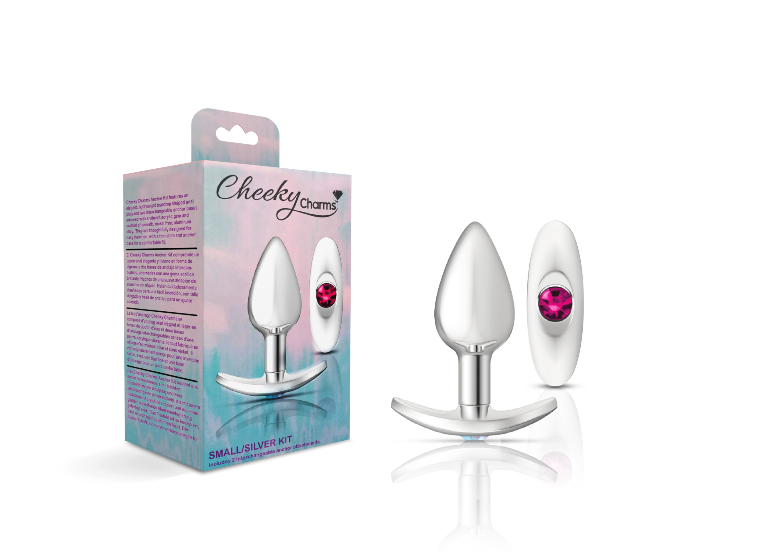 Silver Anchor Buttplug Kit - Clear Iridescent/pink - Image 4