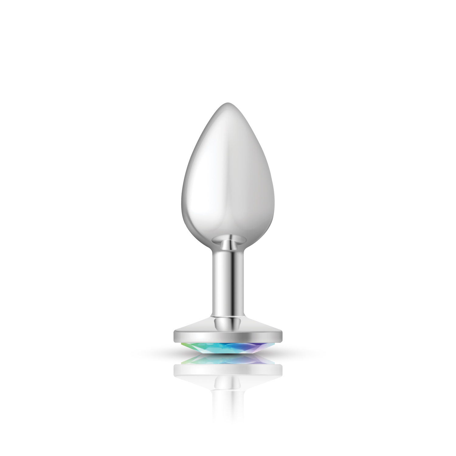 Clear Iridescent Round Gem Silver Metal Plug - Sm - Image 4