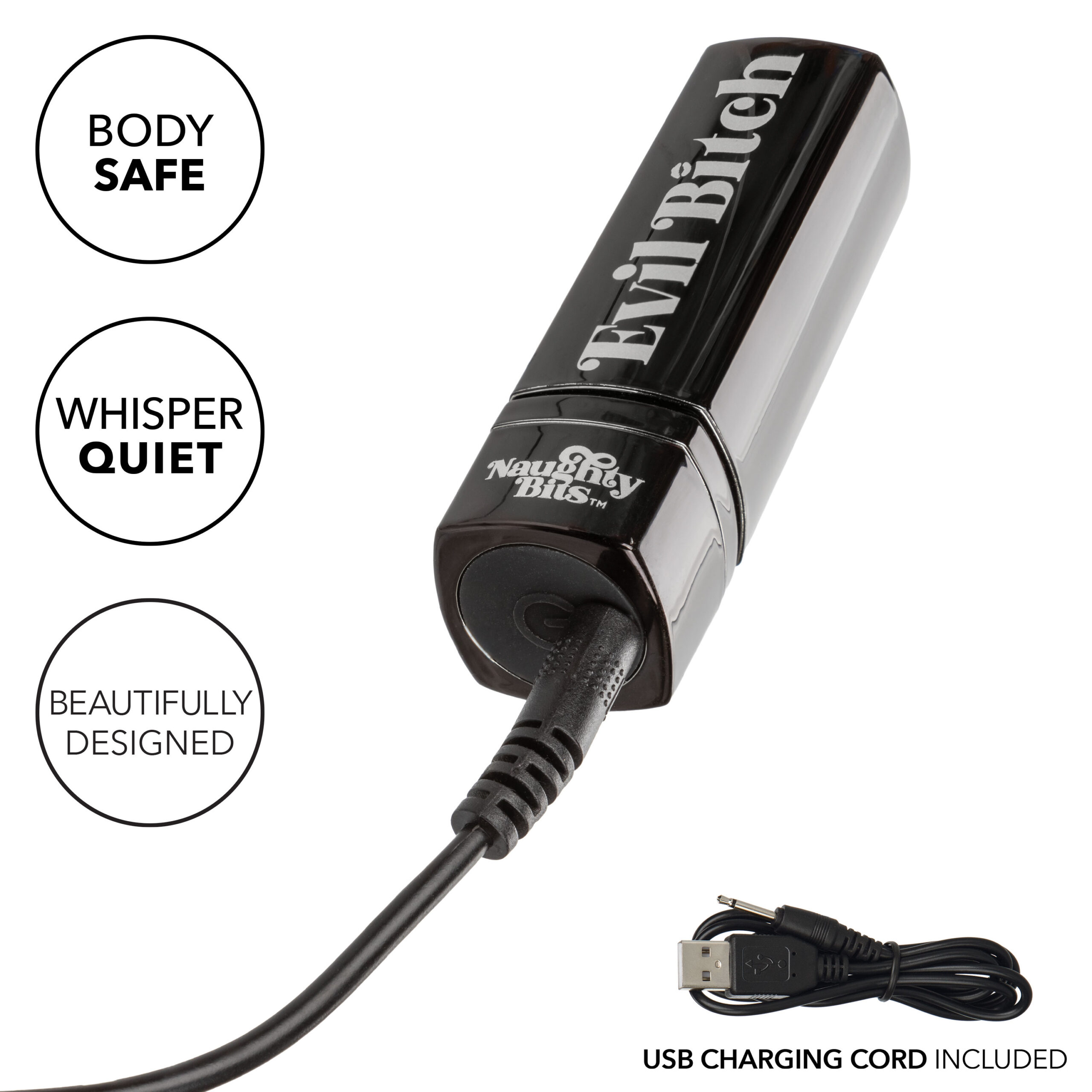 Naughty Bits Evil Bitch Lipstick Vibrator - Black - Image 7