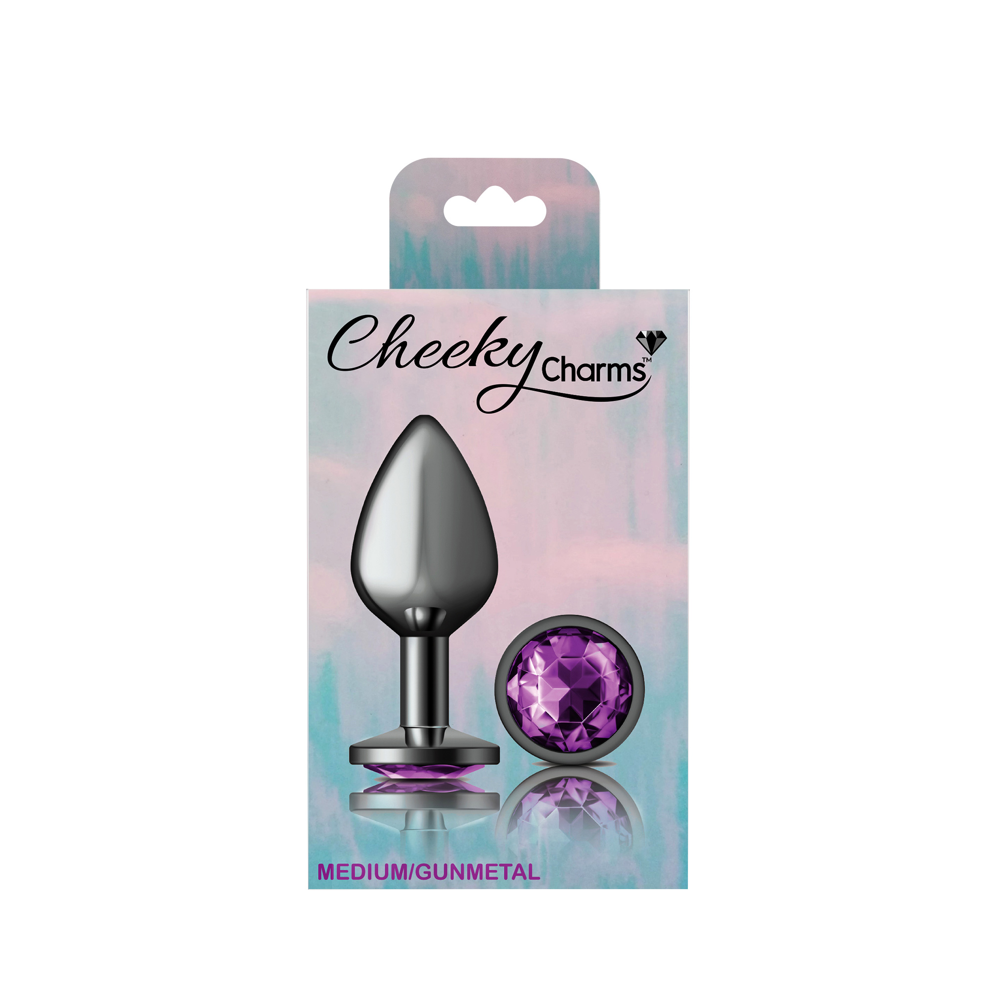 Purple Round Gem Gunmetal Metal Plug - Md - Image 6