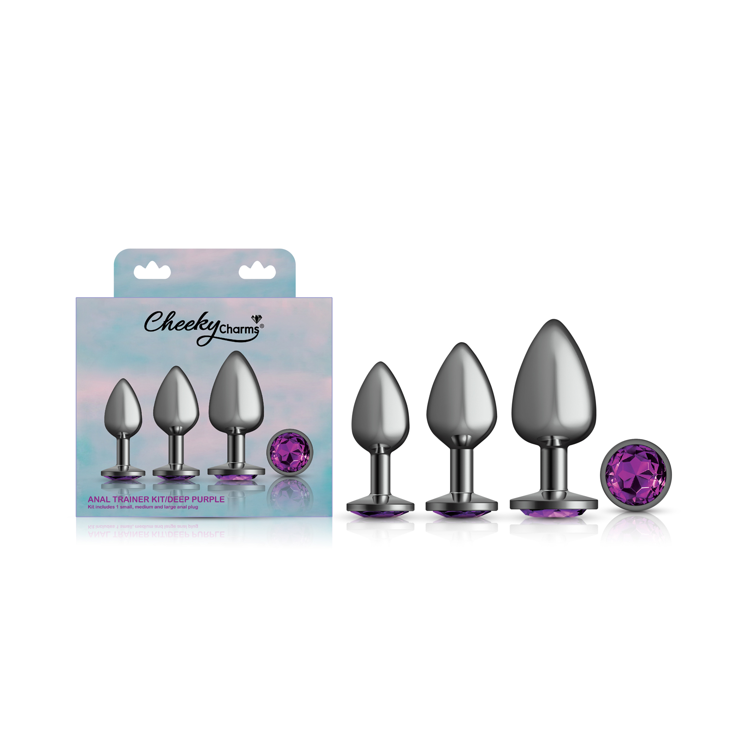Purple Round Gem Anal Trainer Kit - Gunmetal - Image 7