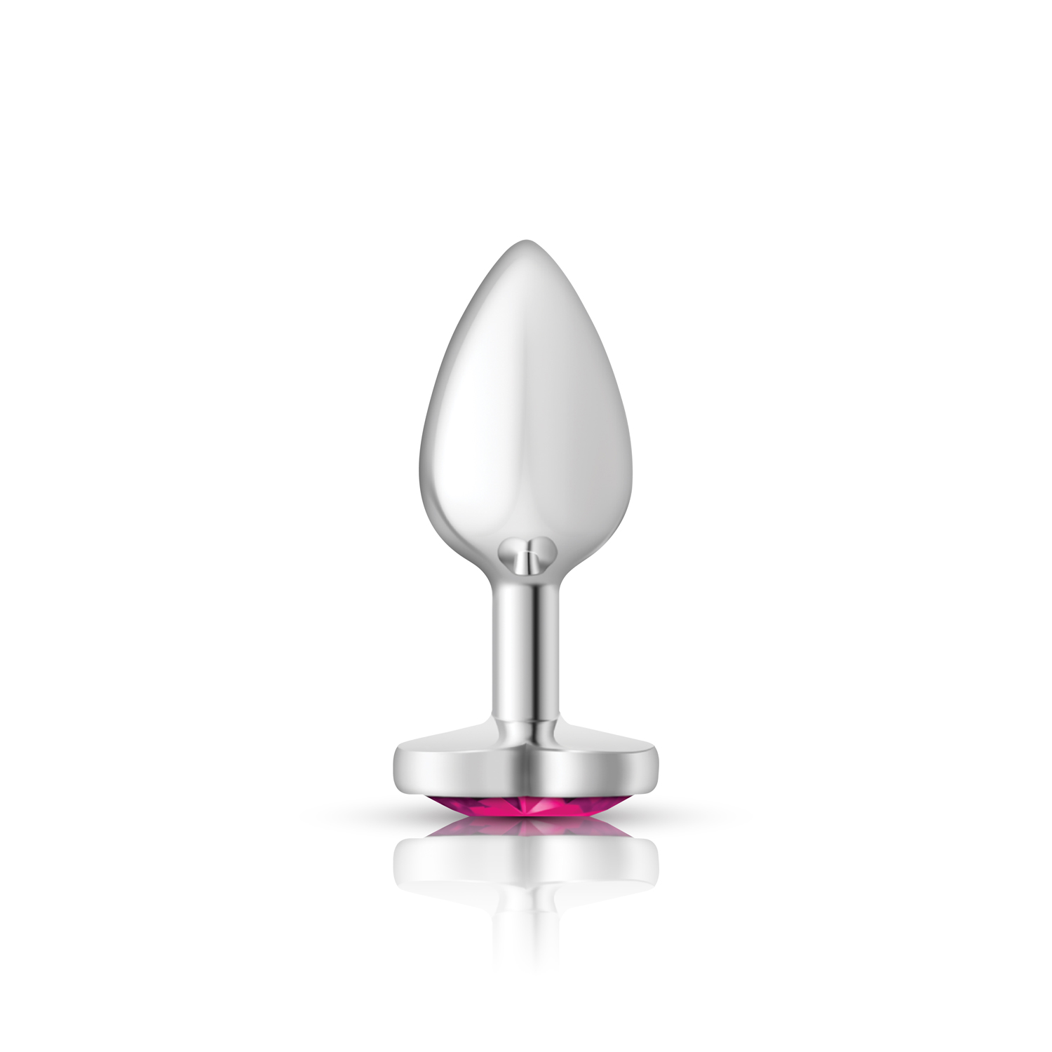 Bright Pink Heart Gem Silver Metal Plug - Sm - Image 4