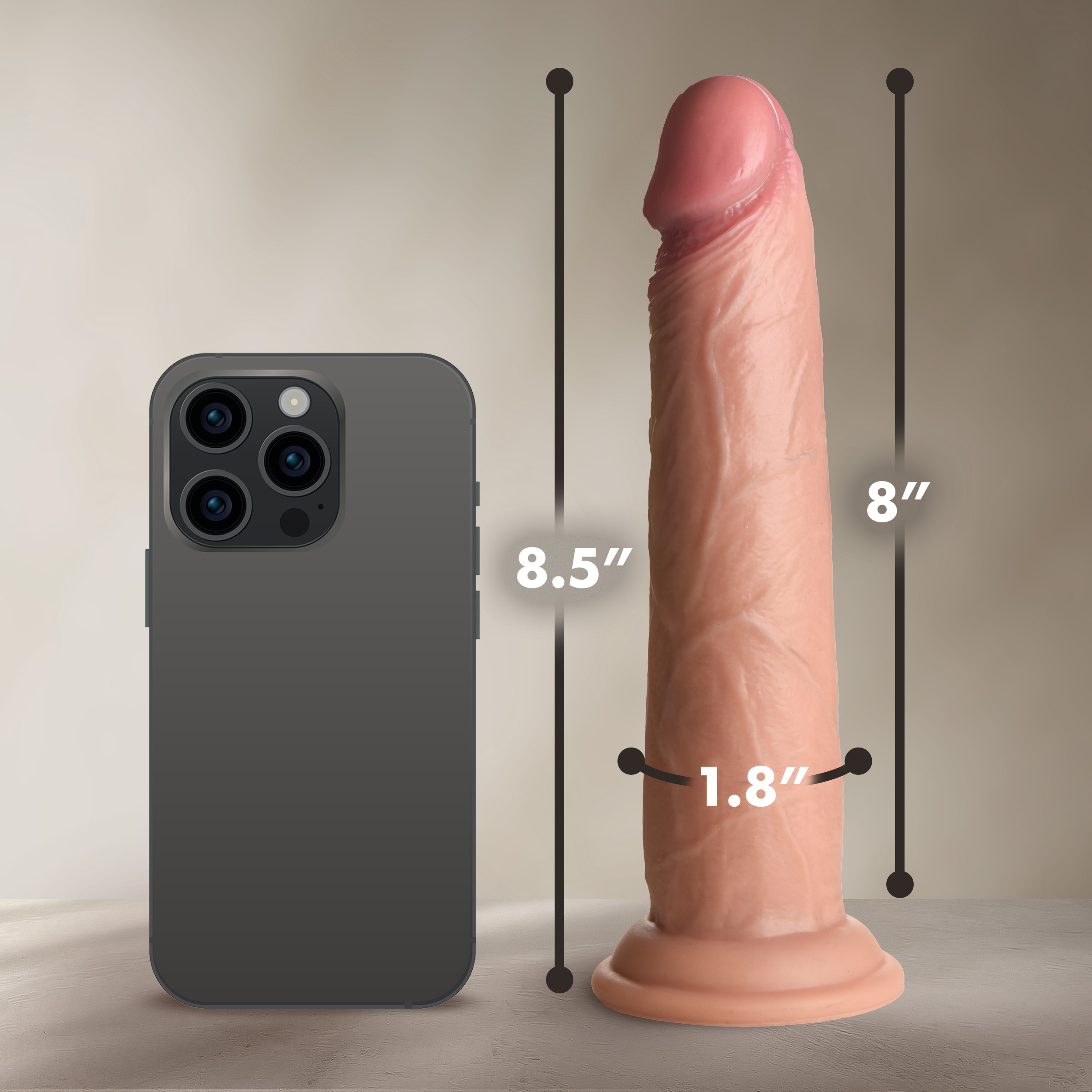 Real Skin Silicone Dildo - 8.5" - Image 5
