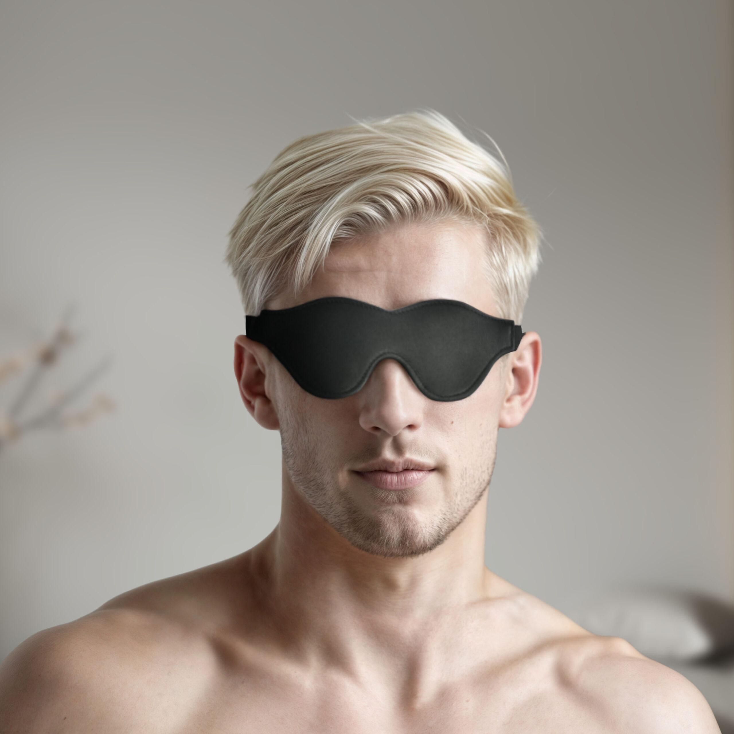 Strict Leather Black Fleece Lined Blindfold - Image 2