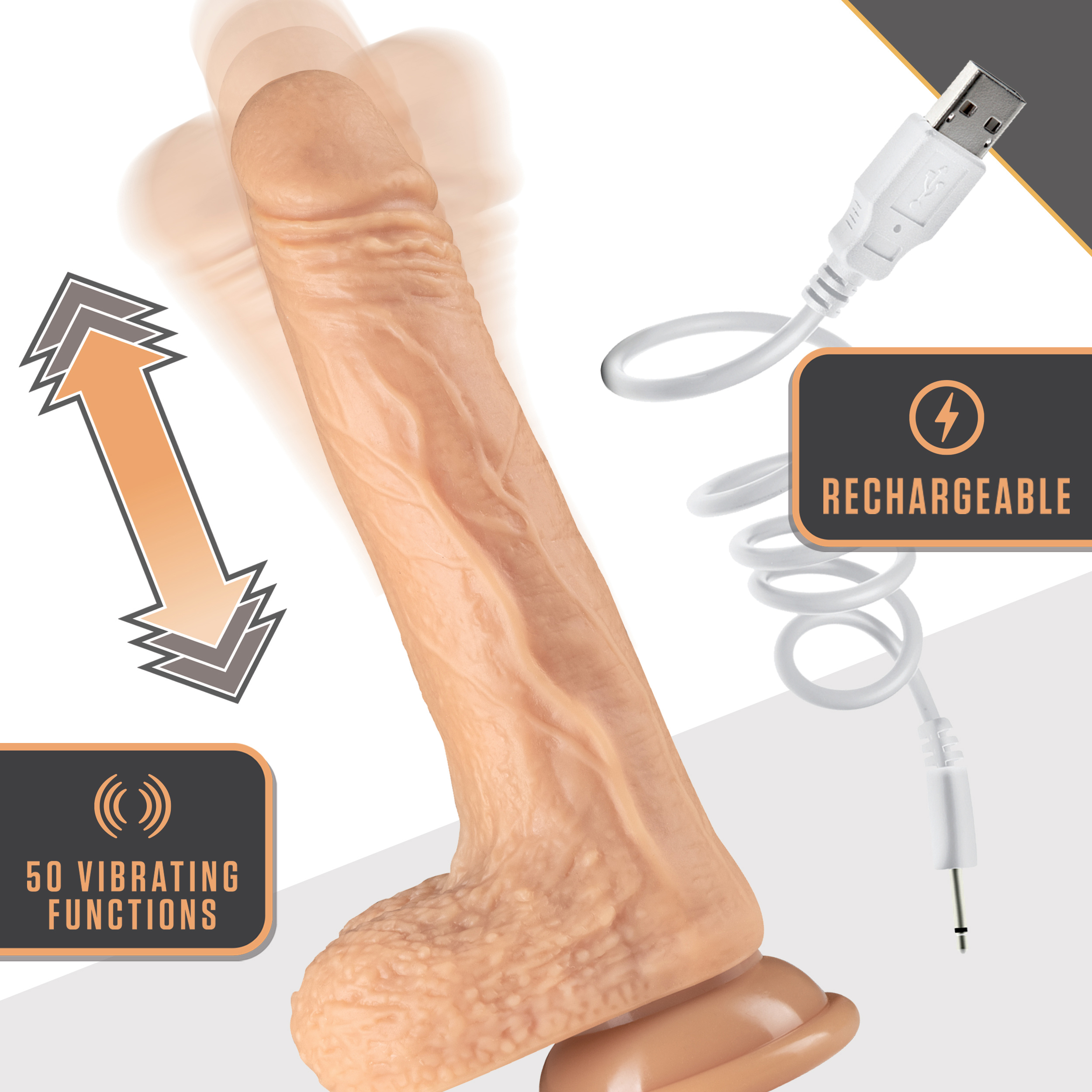 Dr. Skin Silicone - Dr. Grey - 7.0" Thrusting Dildo - Vanilla (7.5" While Thrusting) - Image 4