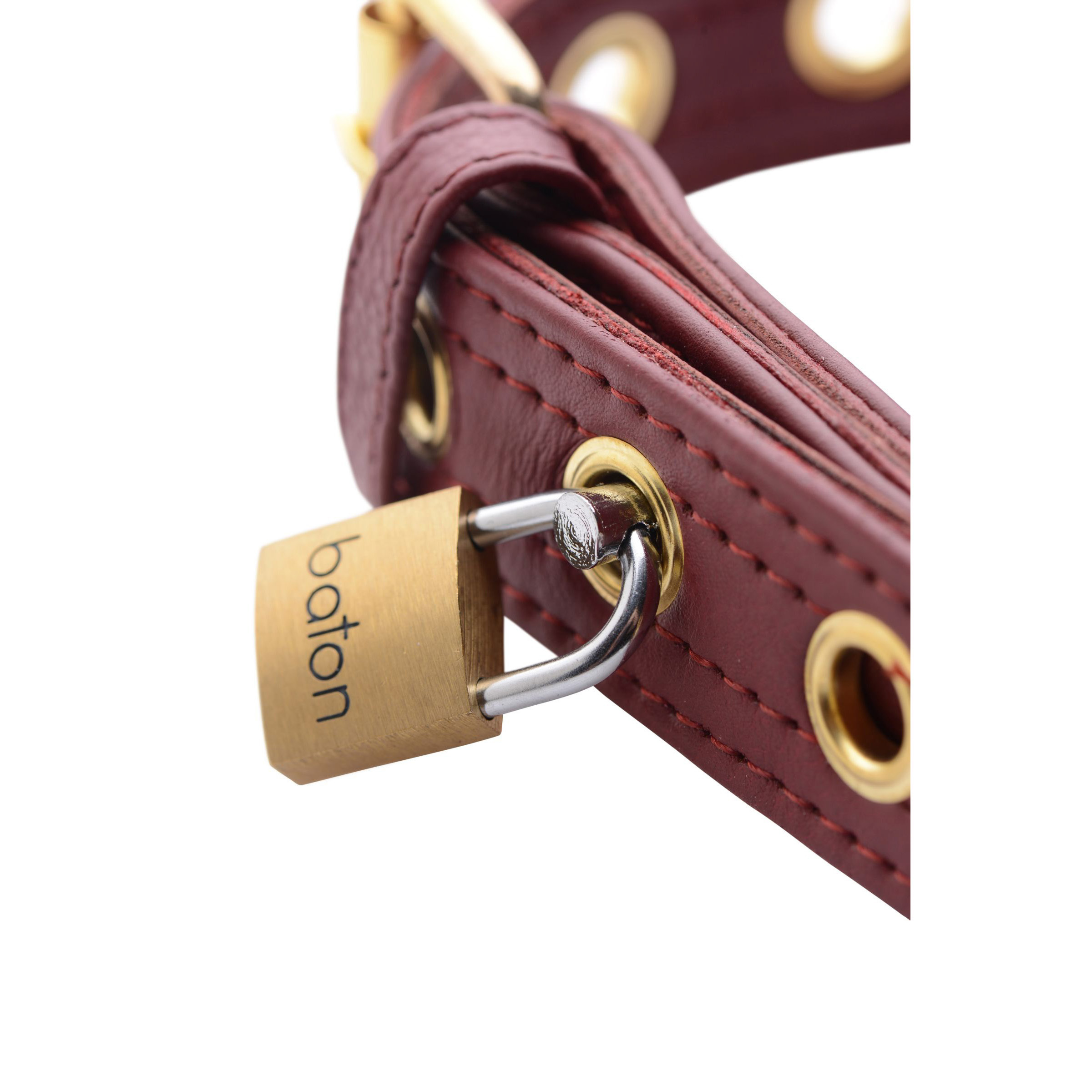 Strict Leather Luxury Burgundy Locking Collar - Image 5