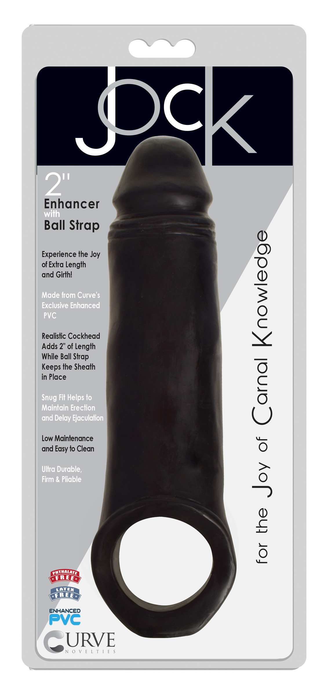 2 Inch Penis Enhancer with Ball Strap - Black - Image 3