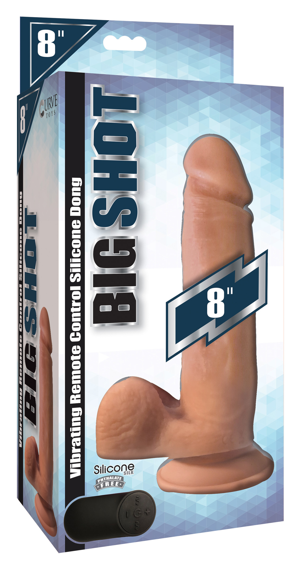 Big Shot Vibrating Remote Control Silicone Dildo with Balls - 8 Inch - Image 5
