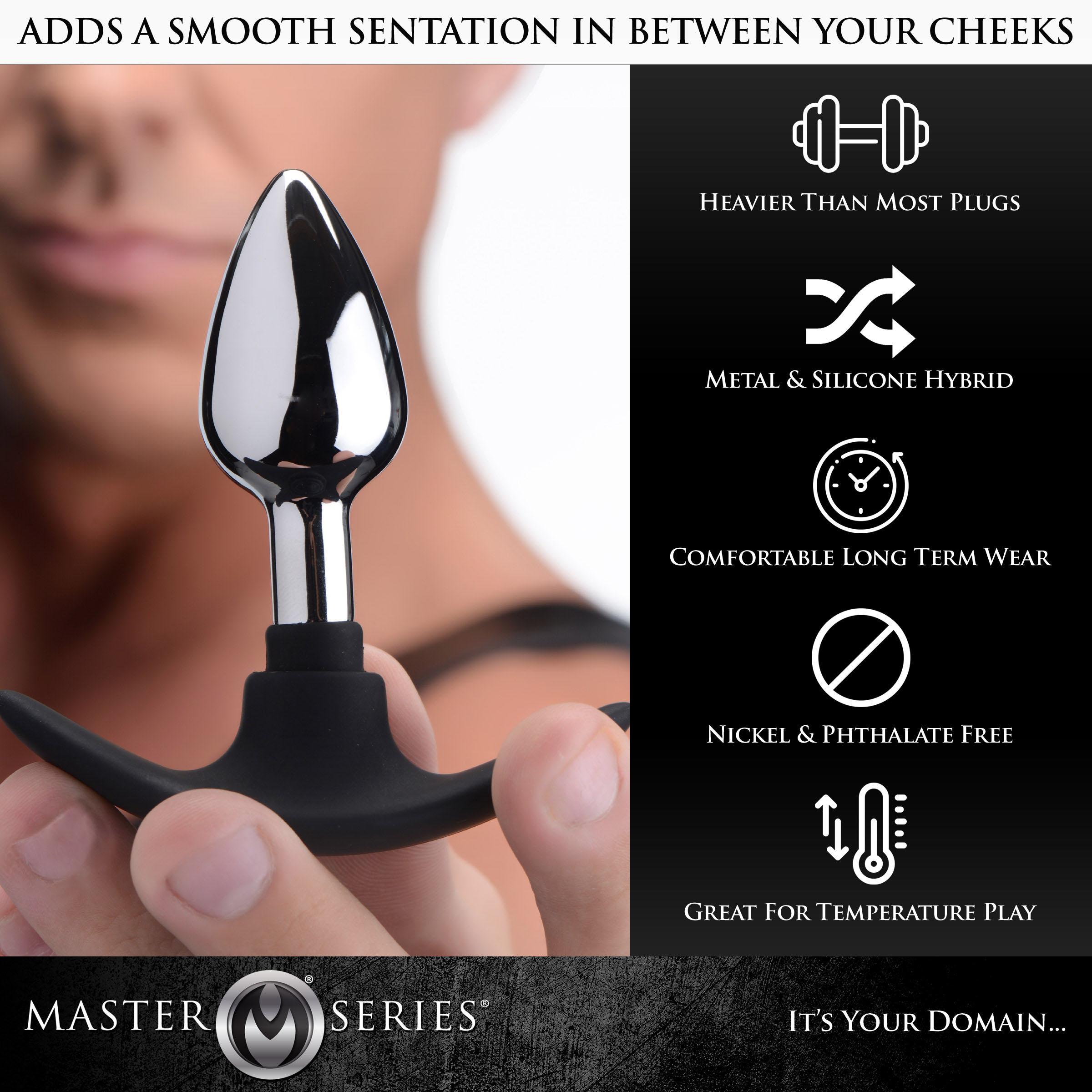 Dark Invader Metal and Silicone Anal Plug - Small - Image 4