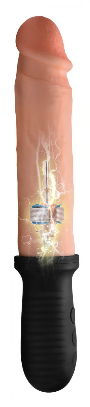 8X Auto Pounder Vibrating and Thrusting Dildo with Handle - Beige - Image 3