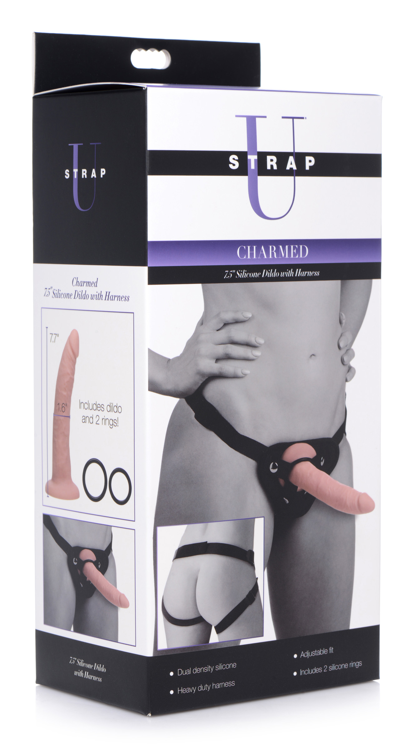 Charmed 7.5 Inch Silicone Dildo with Harness - Image 4