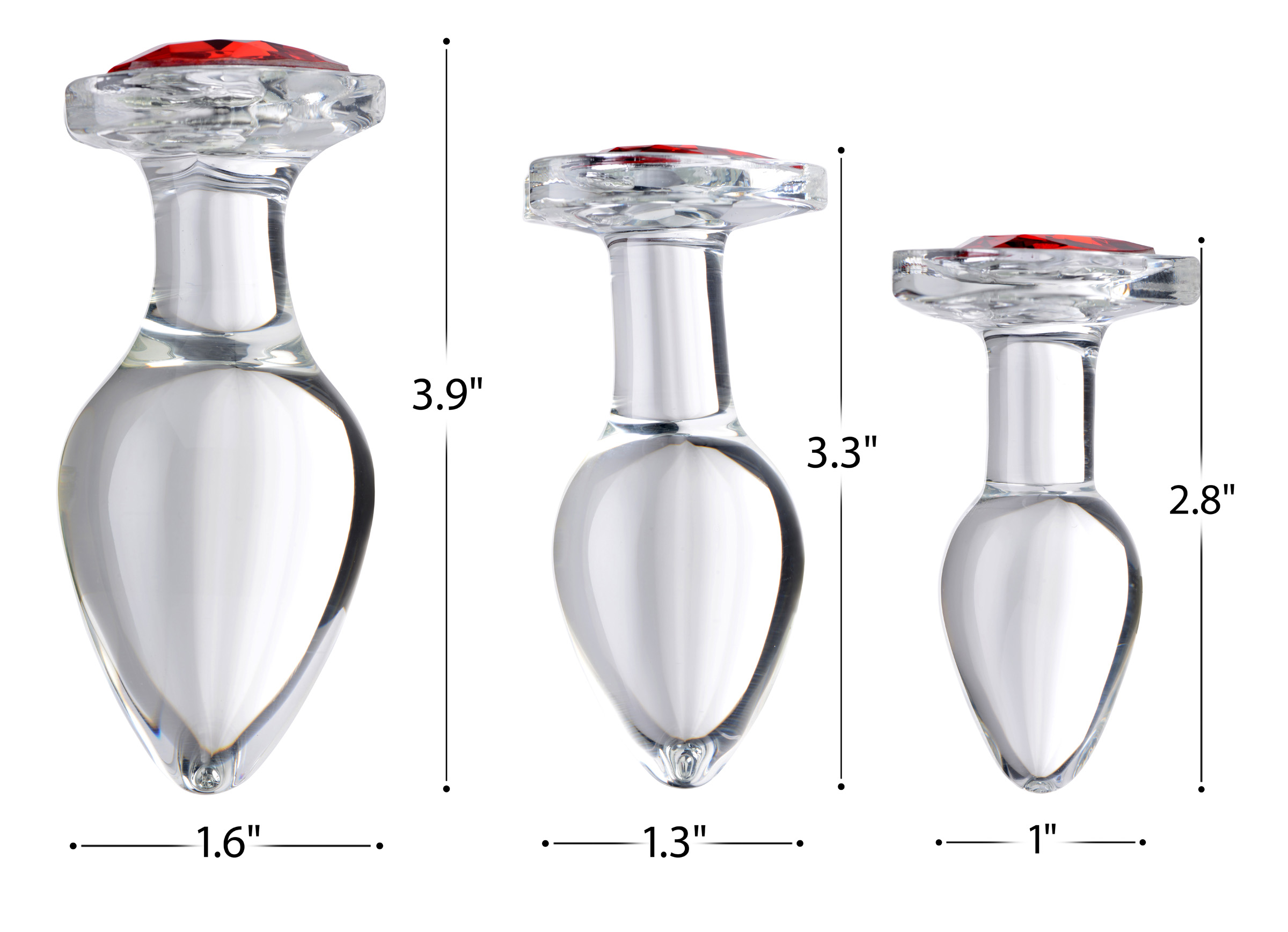 Red Heart Gem Glass Anal Plug - Medium - Image 4