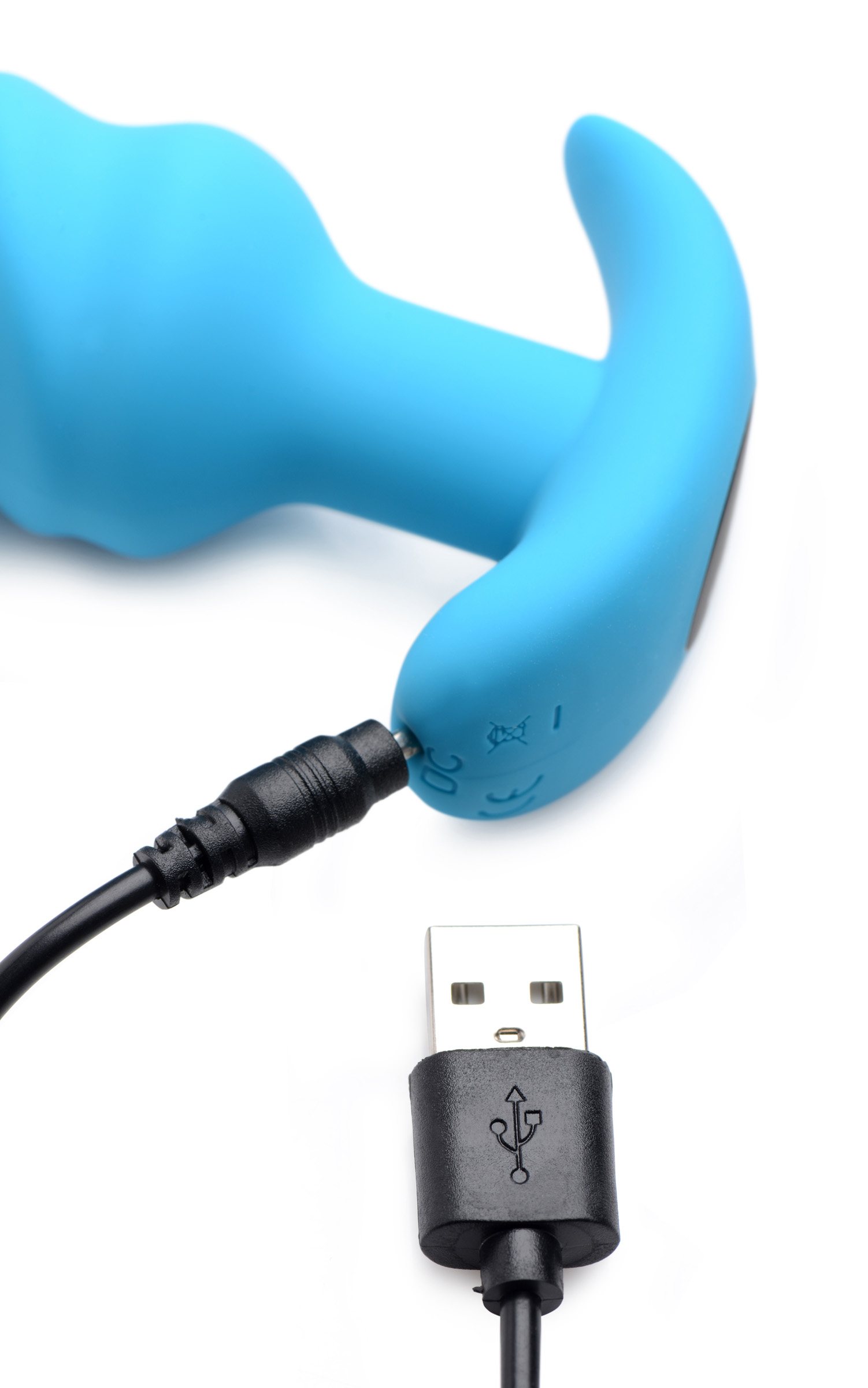Remote Control 21X Vibrating Silicone Swirl Butt Plug - Blue - Image 6