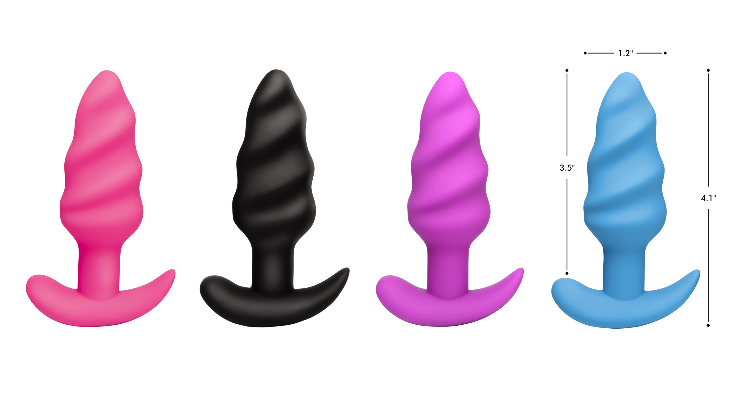Remote Control 21X Vibrating Silicone Swirl Butt Plug - Blue - Image 7
