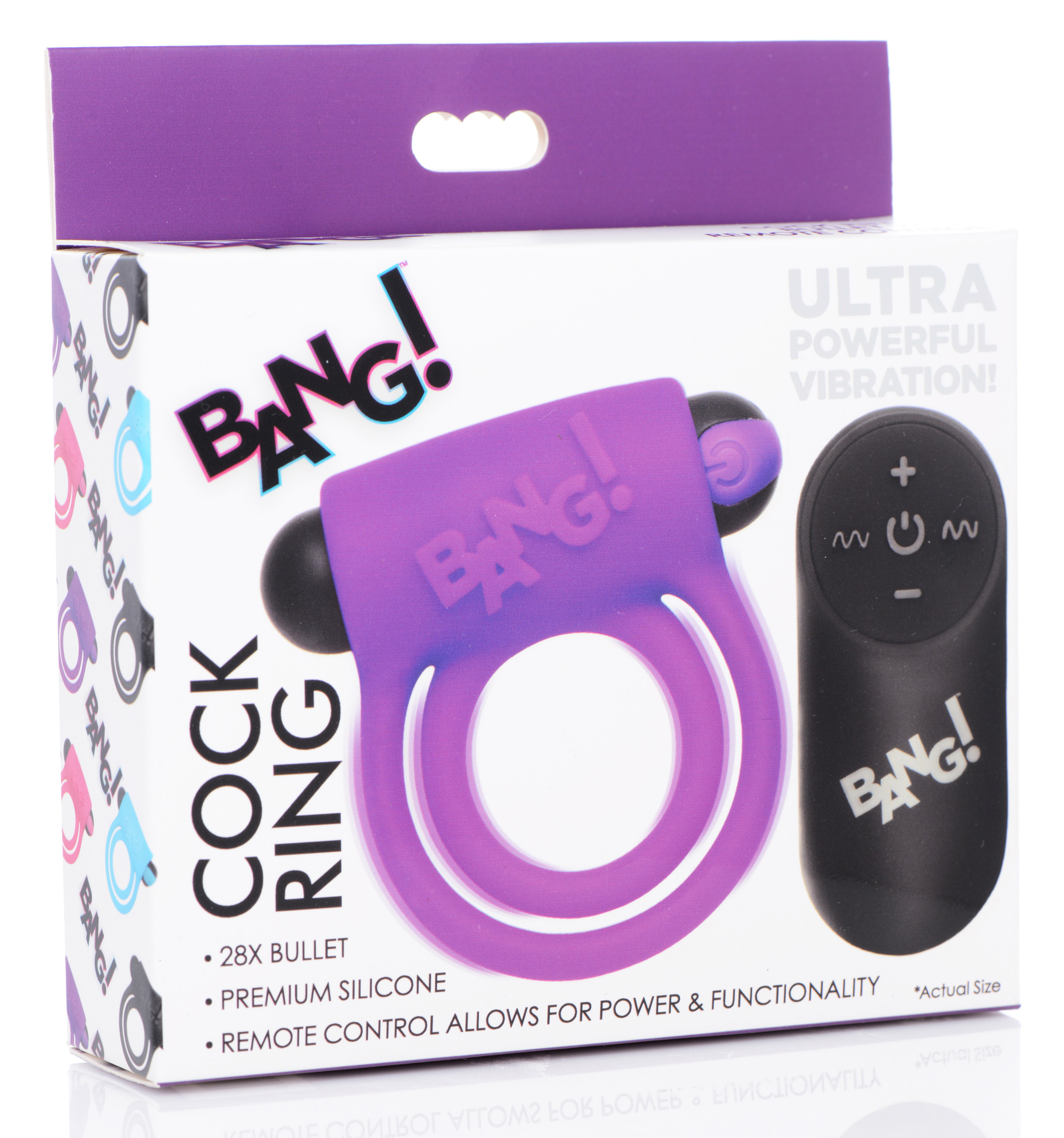 Remote Control 28X Vibrating Cock Ring and Bullet - Purple - Image 8