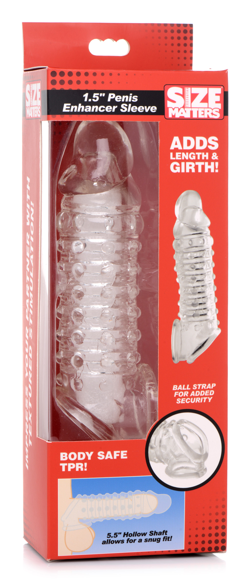 1.5 Inch Penis Enhancer Sleeve - Clear - Image 7