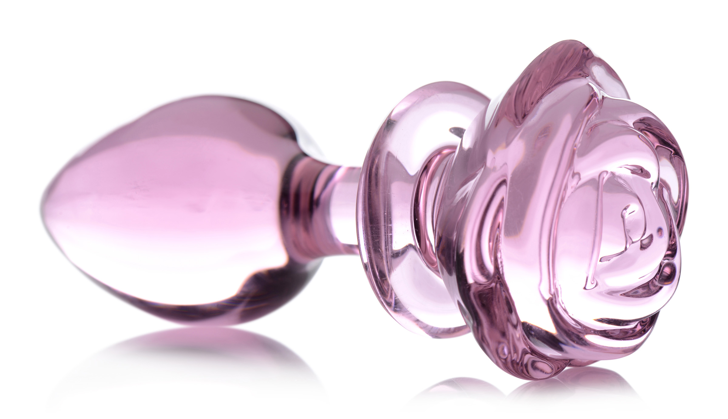 Pink Rose Glass Anal Plug - Large - Image 3