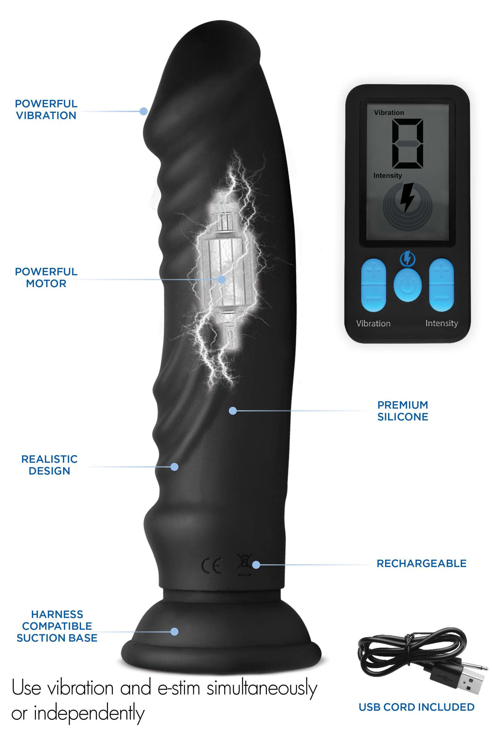 E-Stim Pro 5x Vibrating Dildo with Remote Control - Image 3