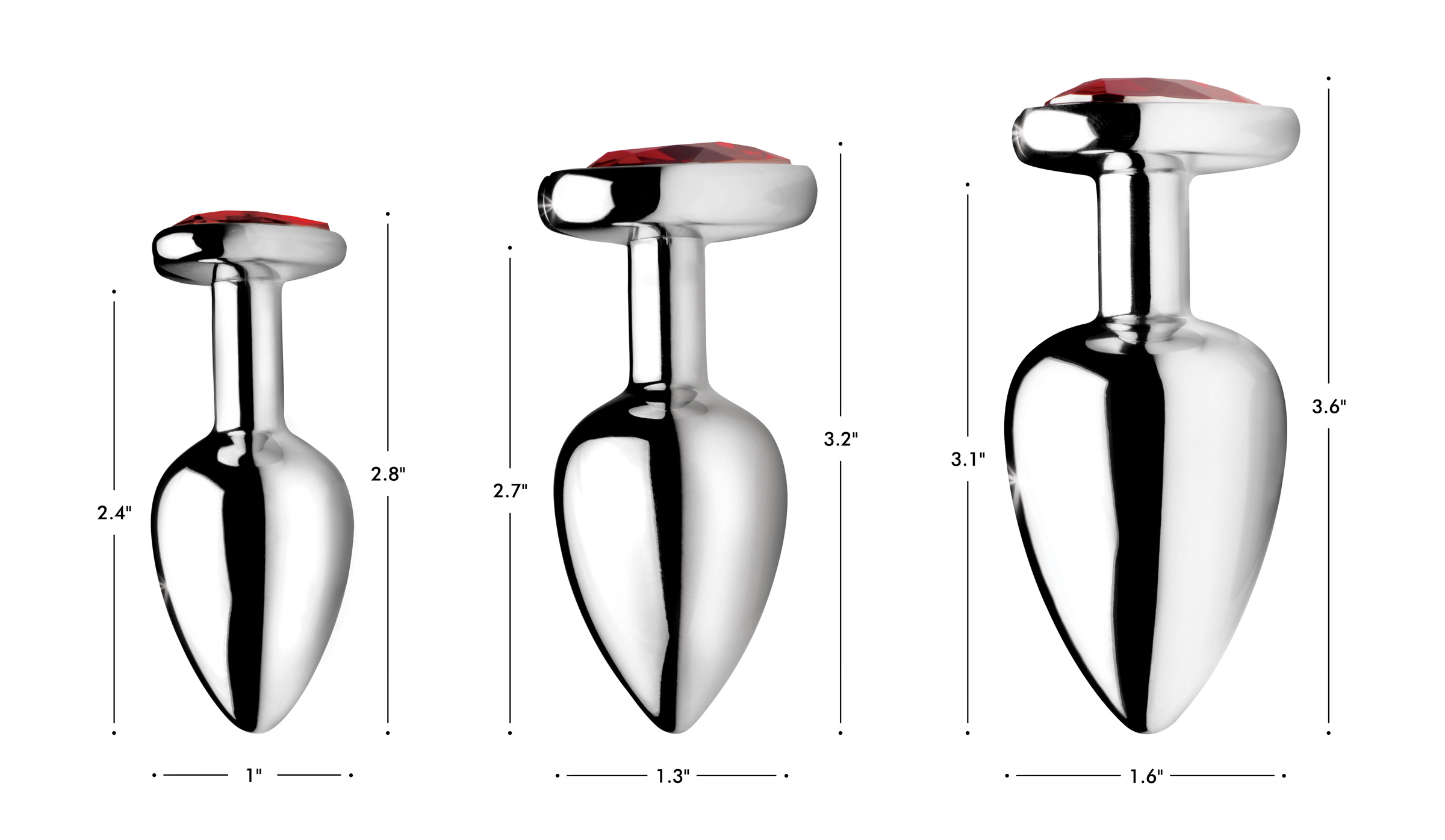 Red Heart Gem Anal Plug Set - Image 4