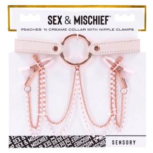 Peaches N Creame Collar With Nipple Clamps - Pink