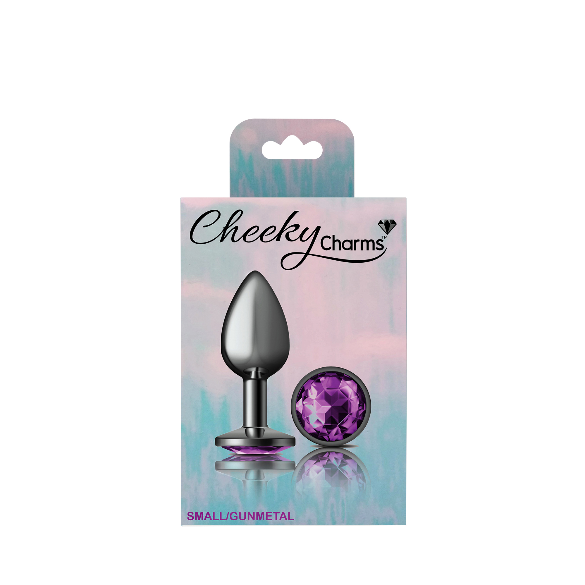 Purple Round Gem Gunmetal Metal Plug - Sm - Image 6