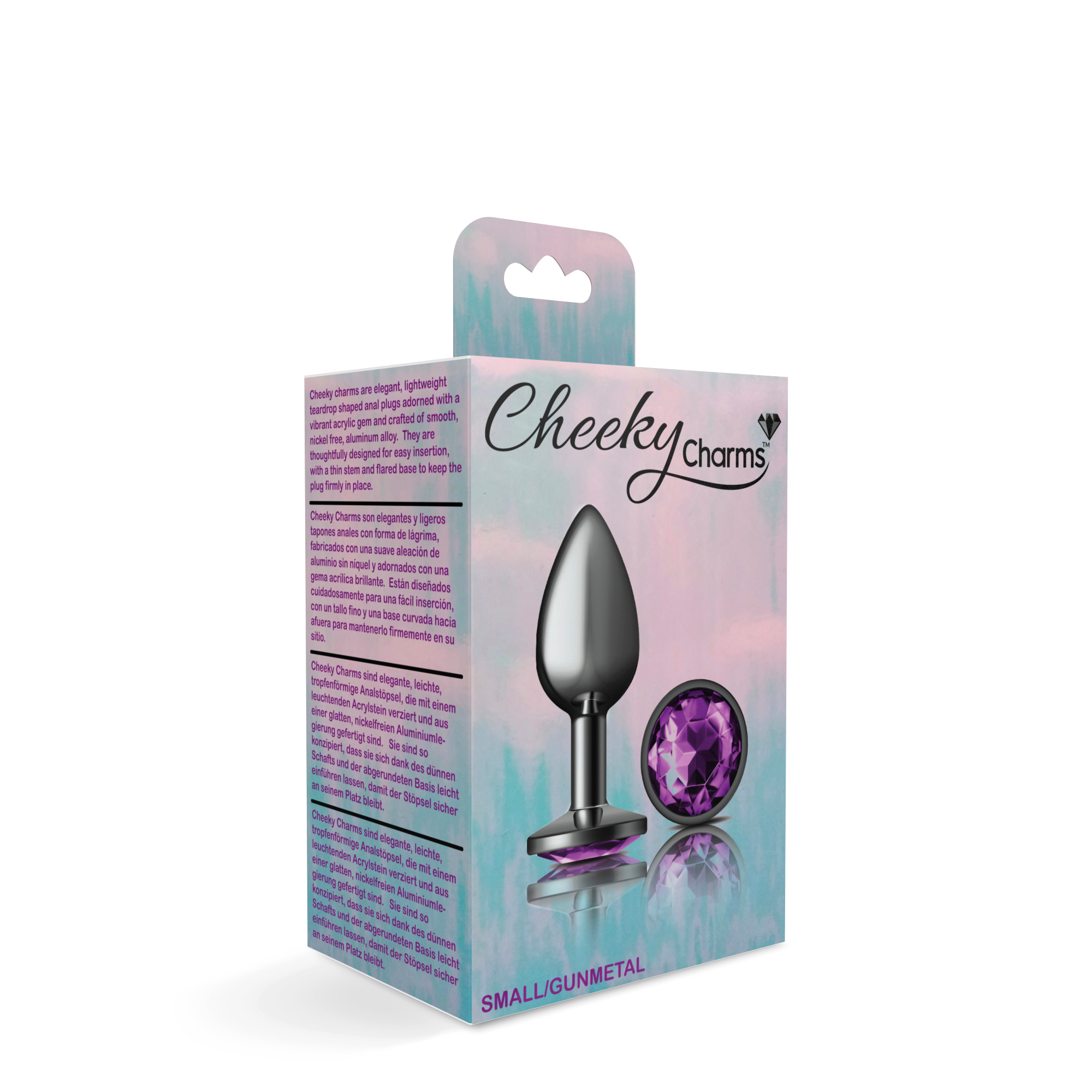 Purple Round Gem Gunmetal Metal Plug - Sm - Image 5