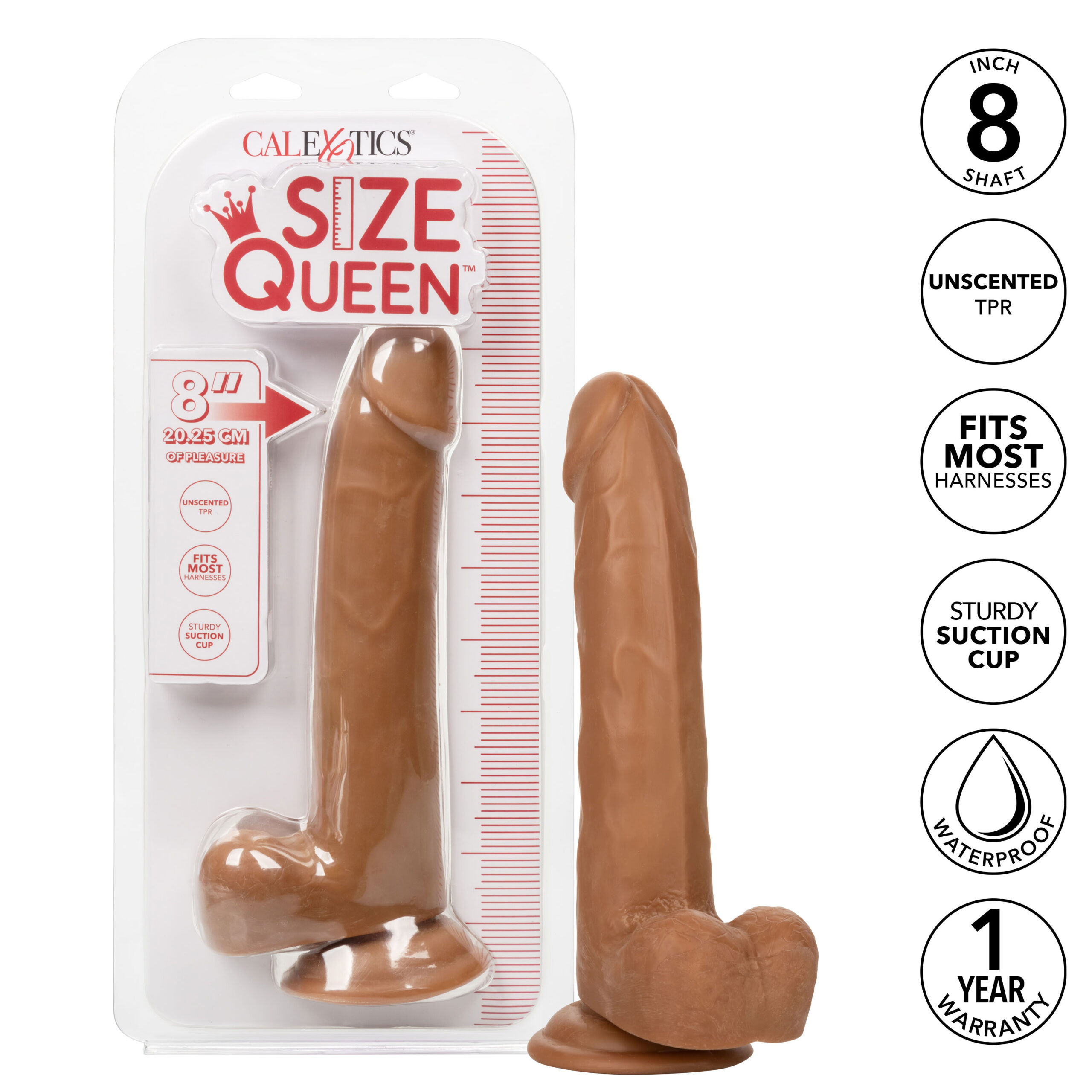Size Queen 8 inch/20.25 Cm - Brown - Image 3