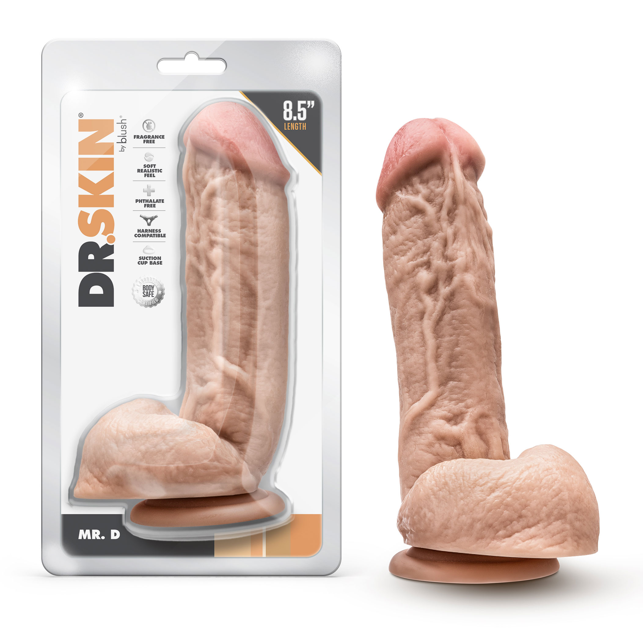 Dr. Skin - Mr. D - 8.5 Inch Dildo With Balls - Beige - Image 3