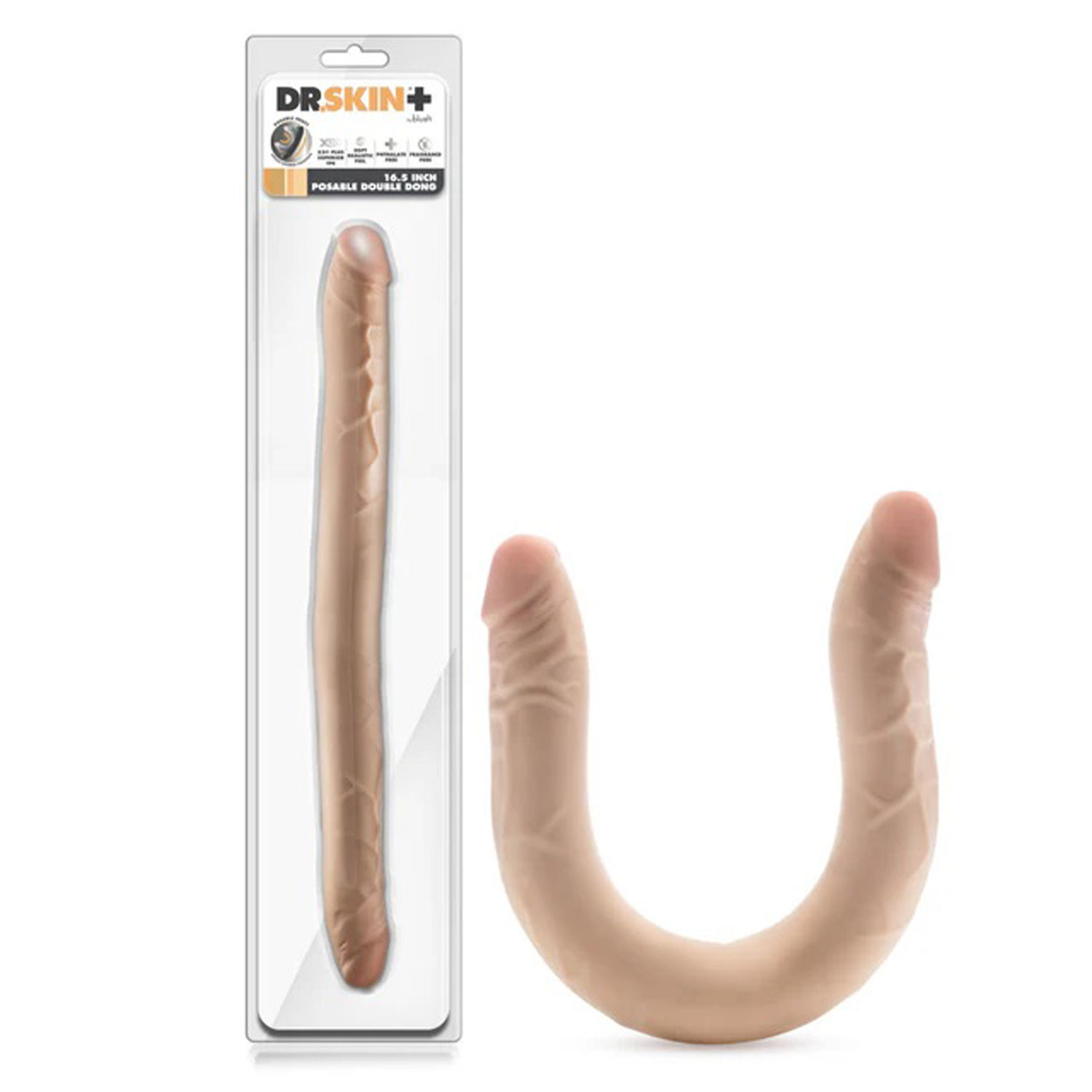 Dr. Skin Plus - 16.5 Posable Double Dong - Beige - Image 8