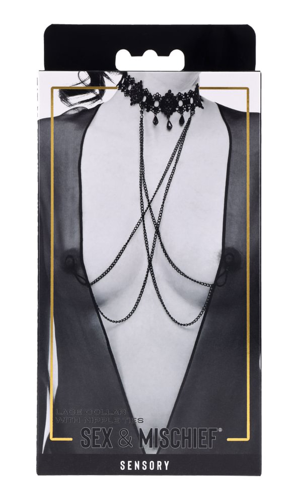 Lace Collar With Nipple Ties
